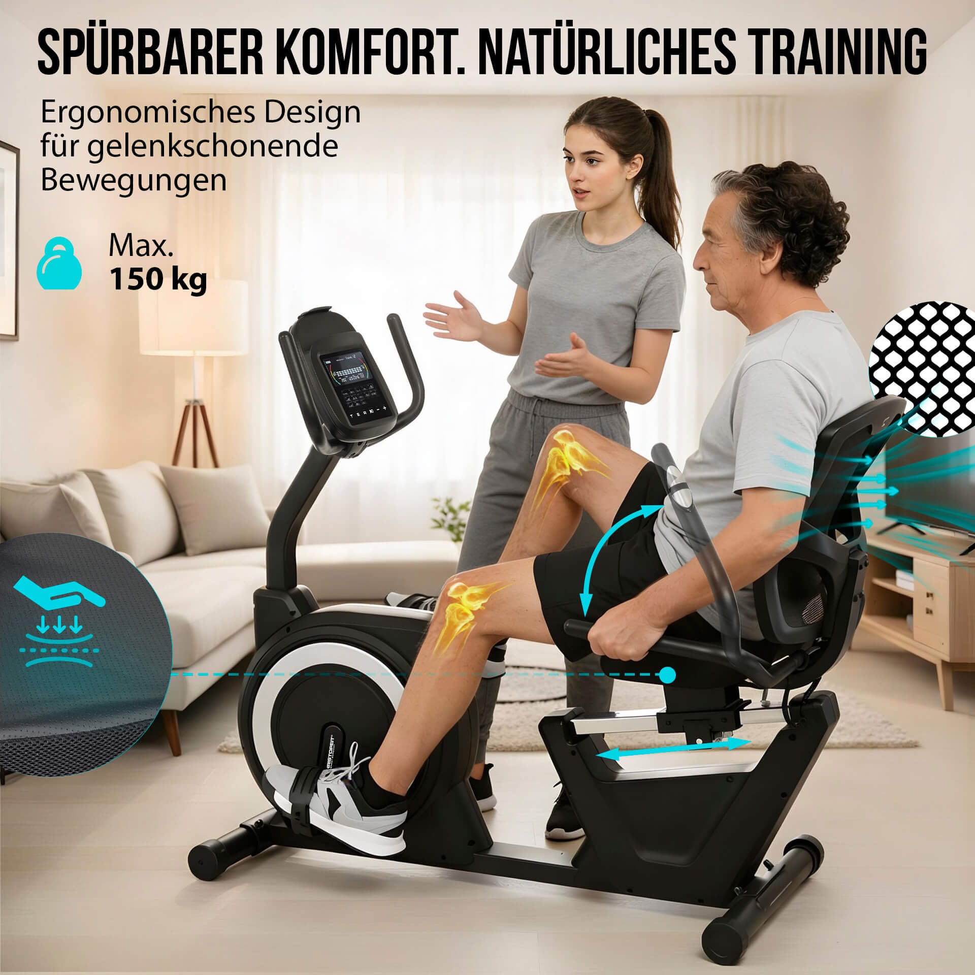 Christopeit Sport® Liege-Ergometer »Sitz-Ergometer RS 4000« 150 kg max. Benutzergewicht, Fahrrad, 32 Widerstandsstufen