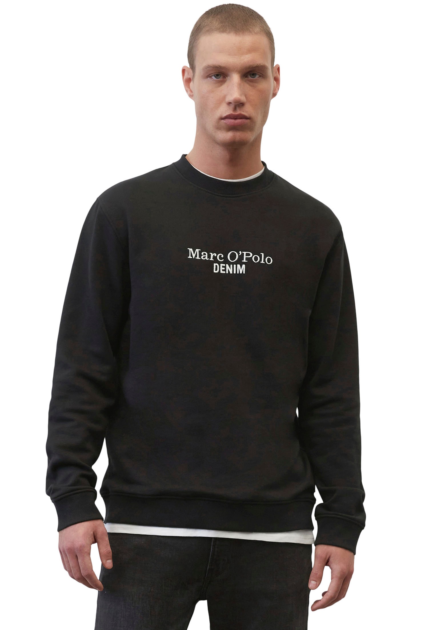 Sweatshirt, mit großer Label-Stickerei vorne, Gr. S, schwarz