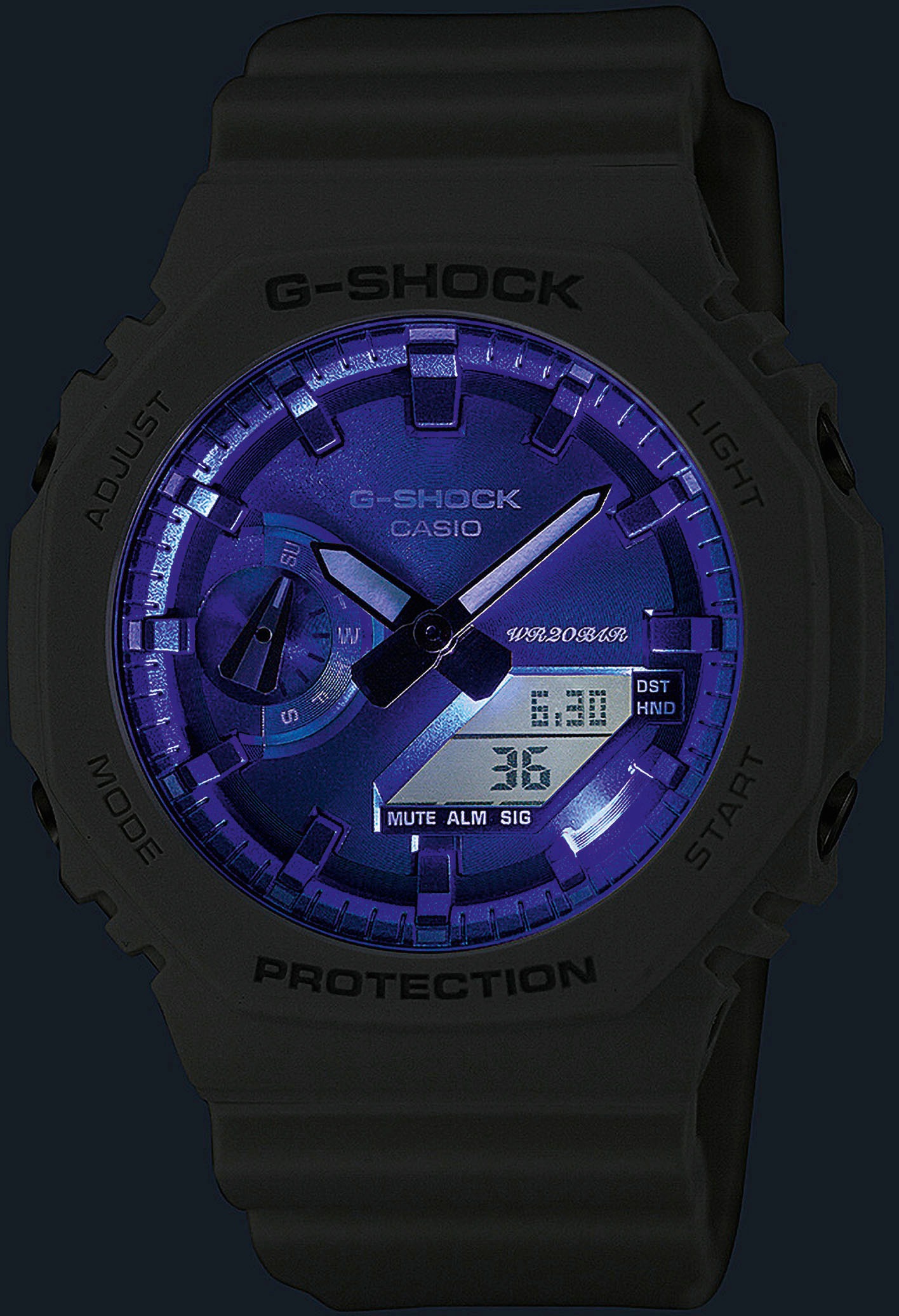 CASIO G-SHOCK Chronograph »GA-2100WS-7AER«, Quarzuhr, Armbanduhr, Damen, Herren, digital, bis 20 bar wasserdicht