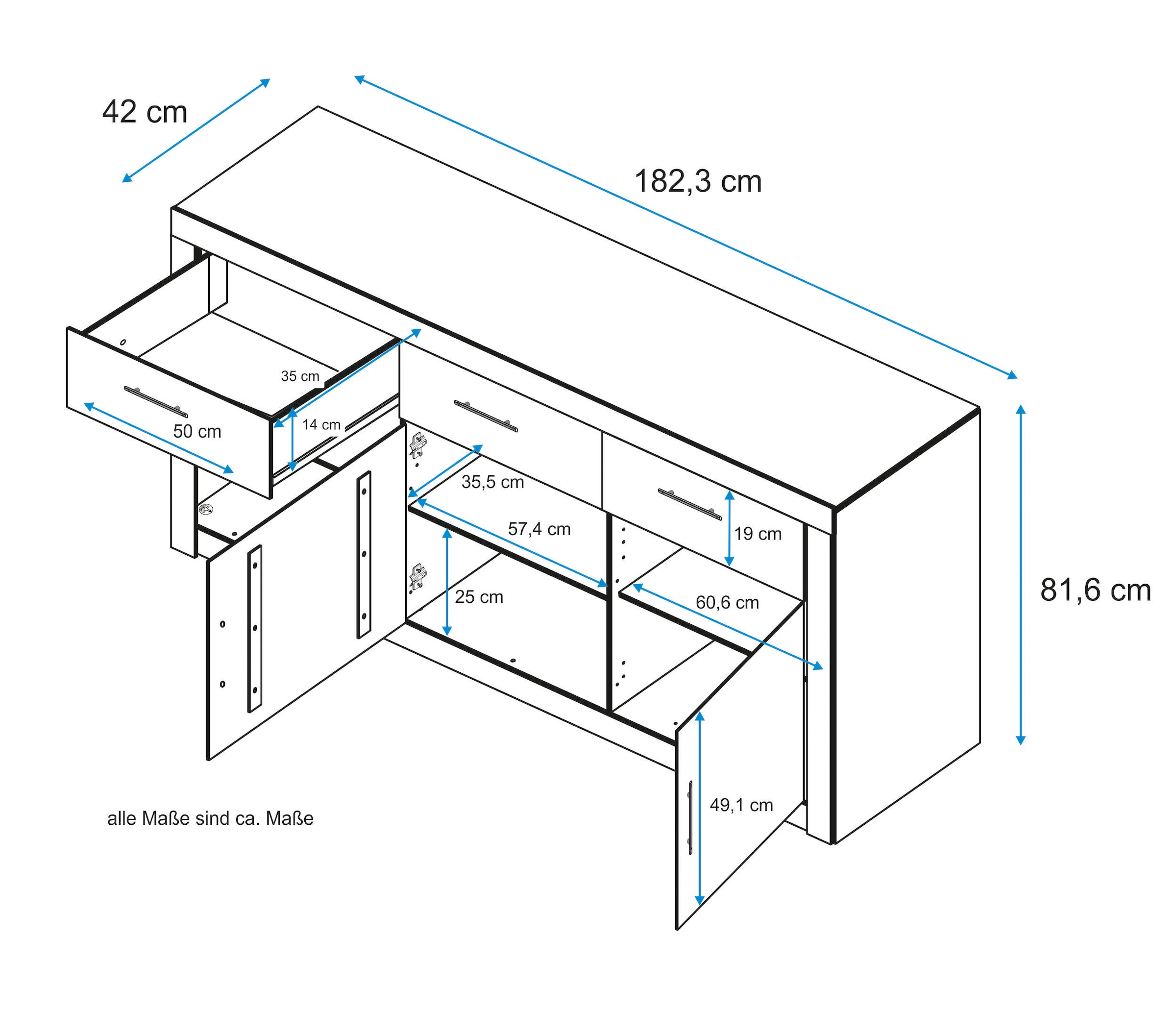 VOGL Möbelfabrik Sideboard, Breite 183 cm