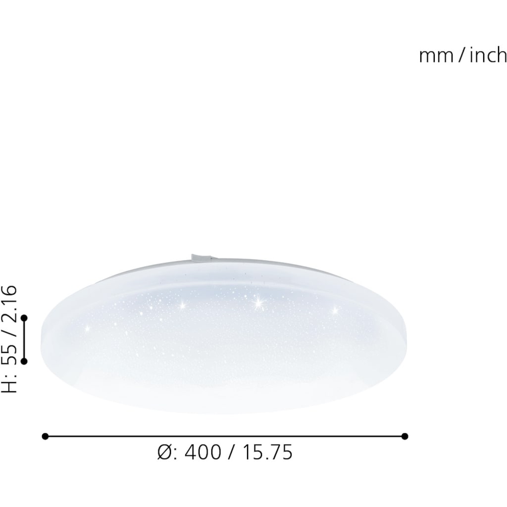 EGLO Deckenleuchte »FRANIA-A«, LED-Board, weiß / Ø40 x H5,5 cm / inkl. 1 x LED-Platine (je 19W, 2400lm, 2700-6500K) / CCT Farbtemperatursteuerung - dimmbar - Nachtlichtfunktion - mit Fernbedienung - Deckenlampe - Flurlampe - Schlafzimmerlampe