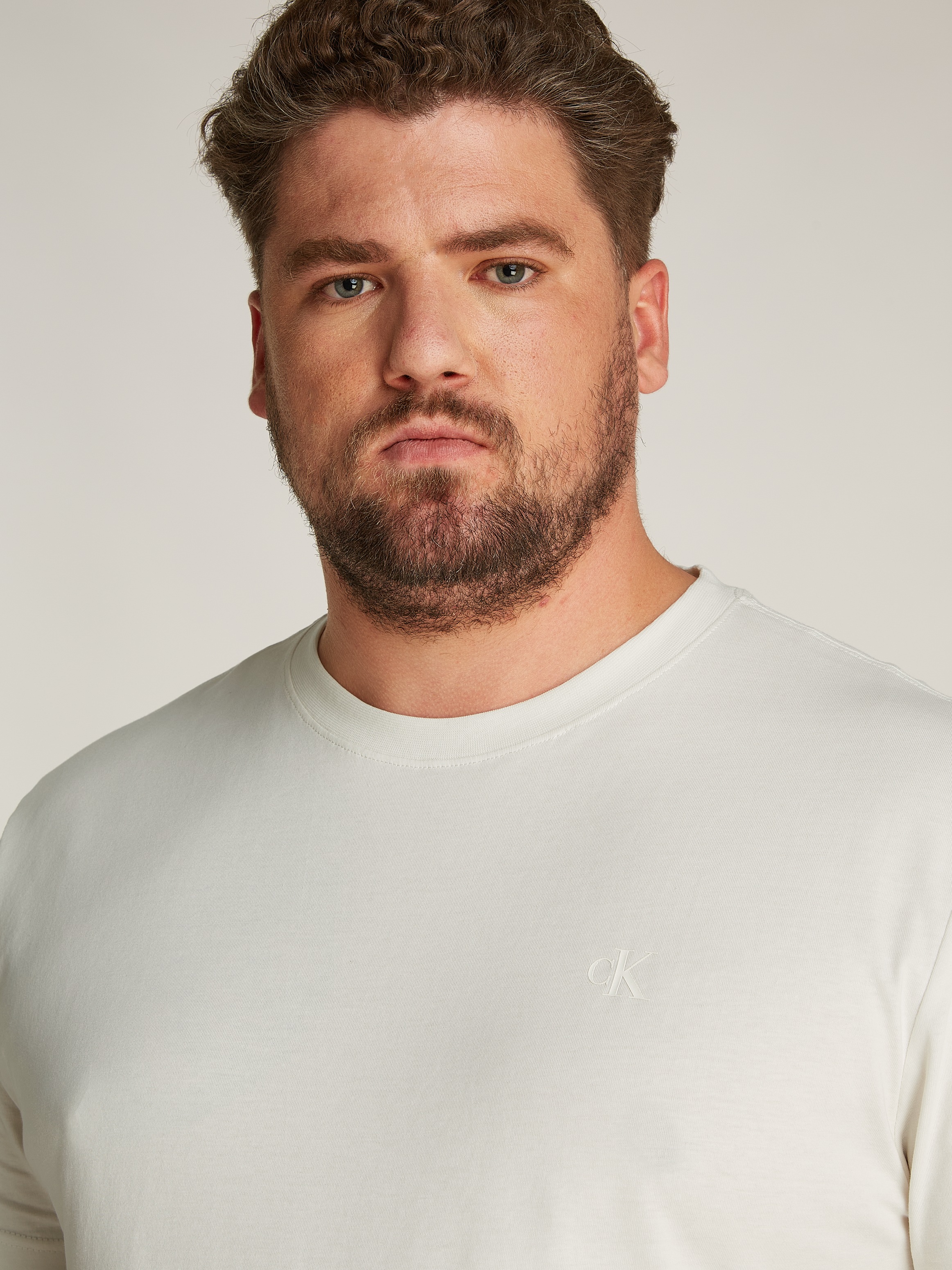 Calvin Klein Jeans Plus T-Shirt »Plus Textured Monologo Tee«, in Großen Größen mit Rückendruck