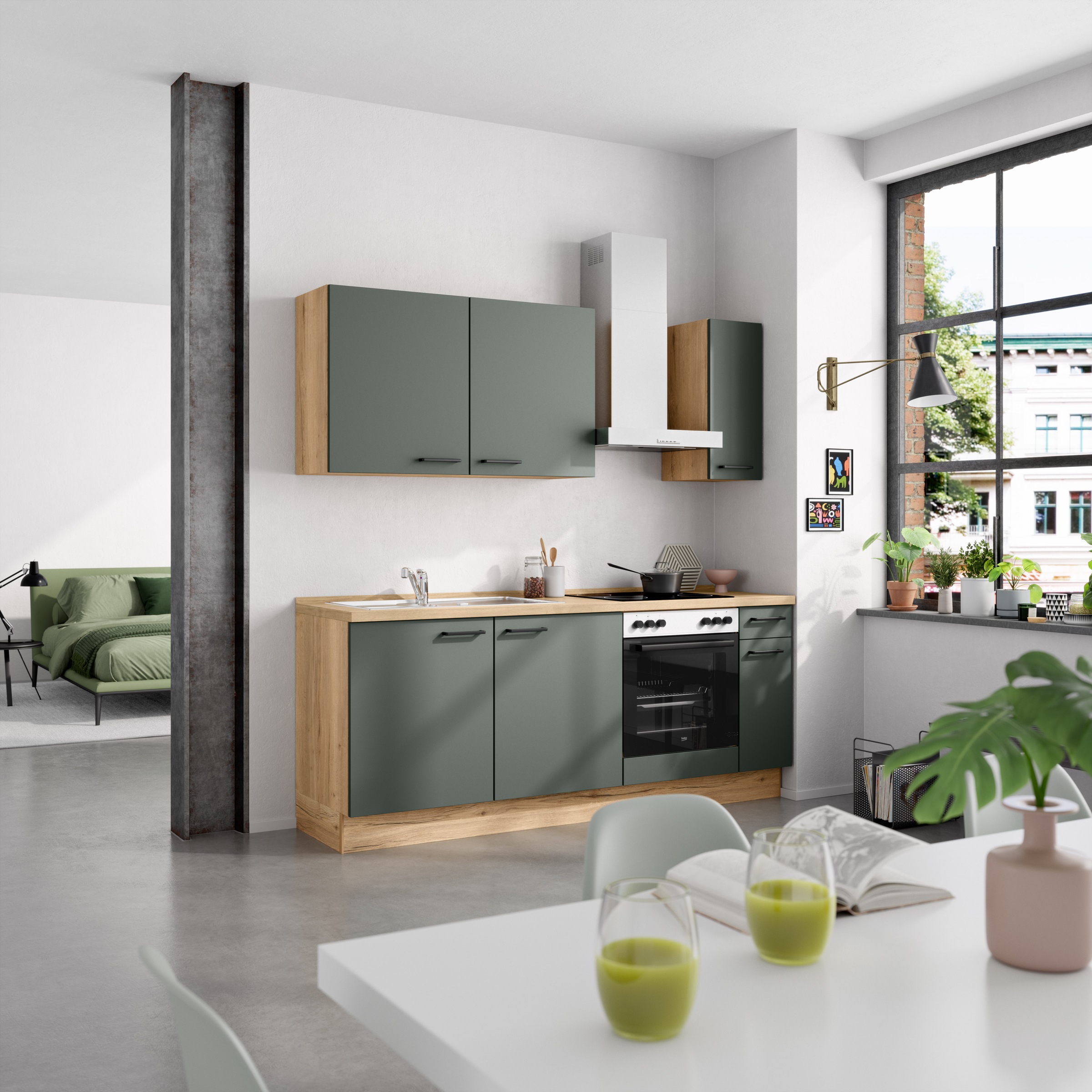 nobilia® Küchenzeile »"Easytouch I"«, vormontiert, Ausrichtung wählbar, Breite 210 cm, wahlw. mit E-Geräten