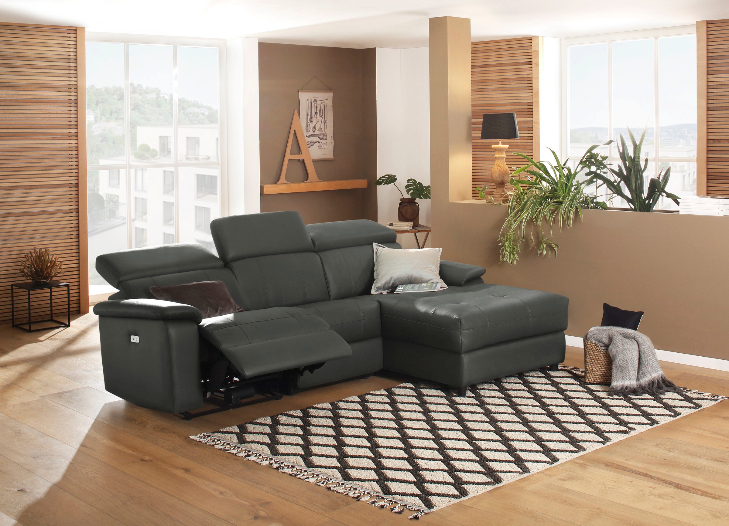 Home affaire Ecksofa »Binado, L-Form,«, mit manueller oder elektrischer Relaxfunktion mit USB-Anschluss