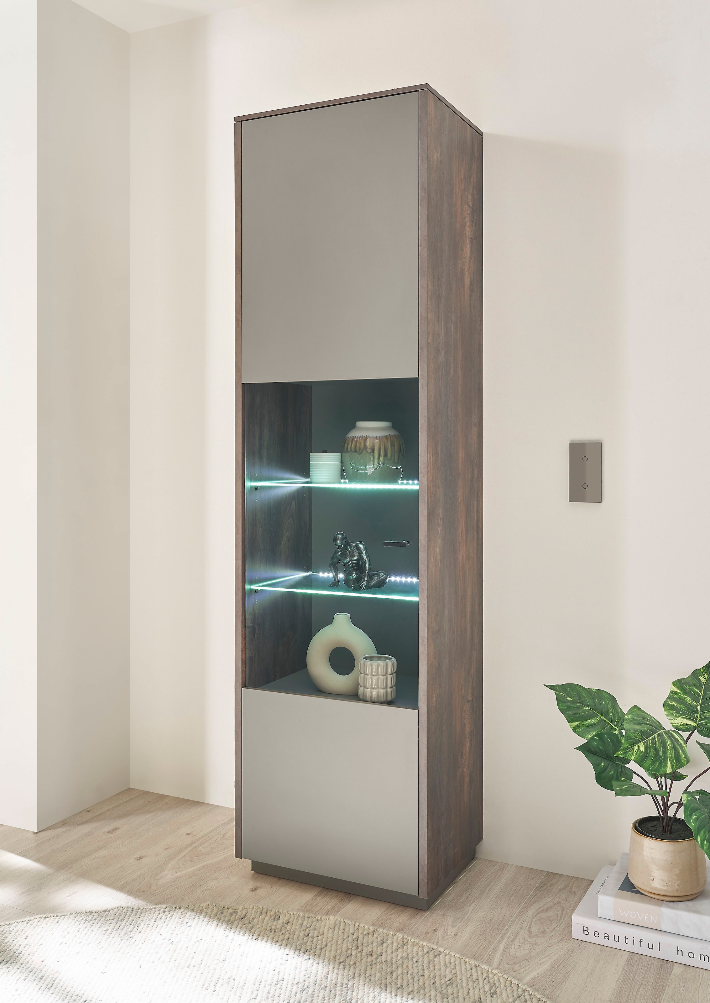 MCA furniture Vitrine »Lizzano«, wahlweise Wohnzimmerschrank mit Raten Beleuchtung mit auf 3-D kaufen Rückwand