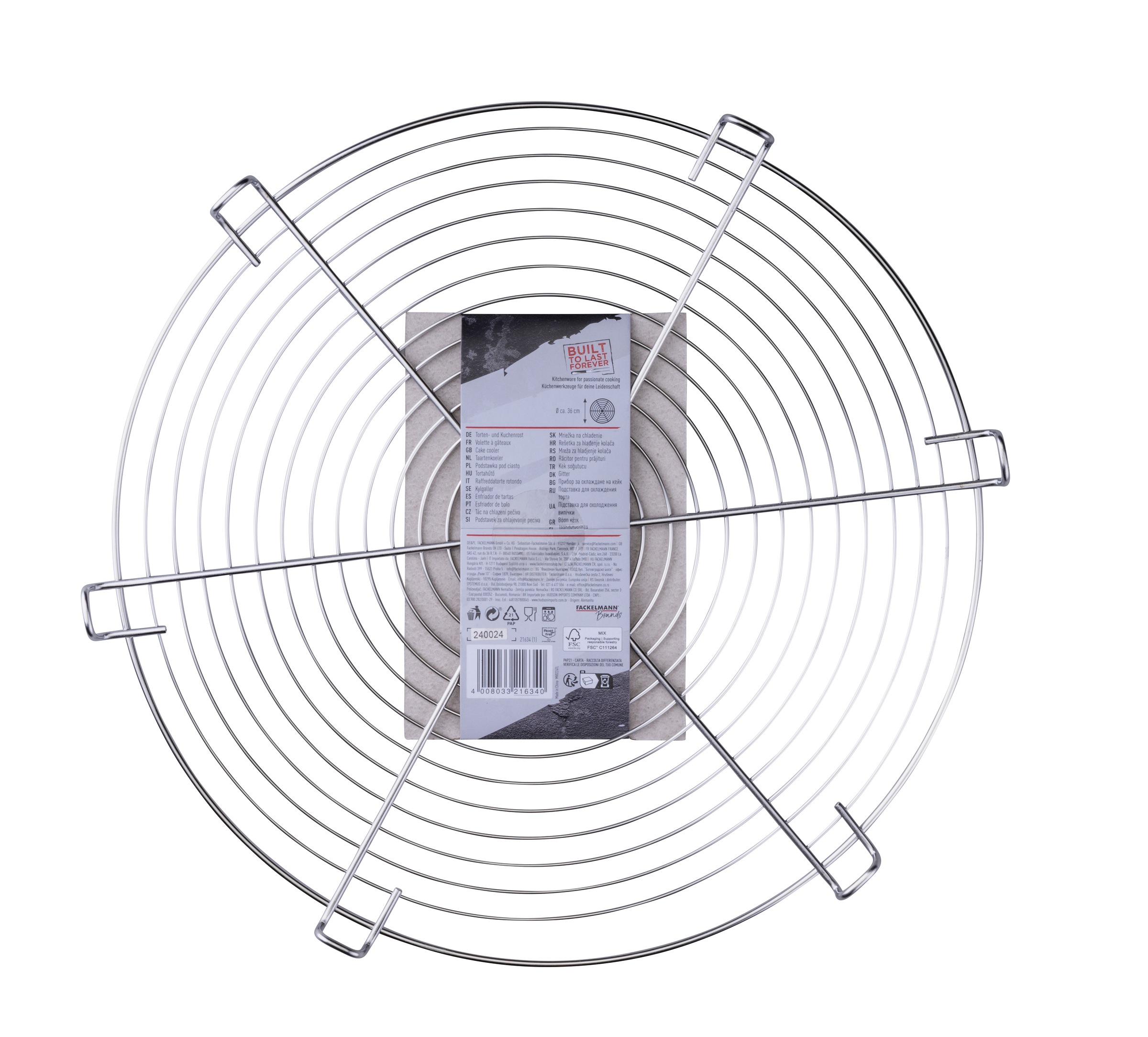 FMprofessional Küchenrost »Torten- und Kuchenrost, Ø36 cm Edelstahl, Rostfrei« Ideal zum Abkühlen und Dekorieren von Backwaren, Spülmaschinengeeignet