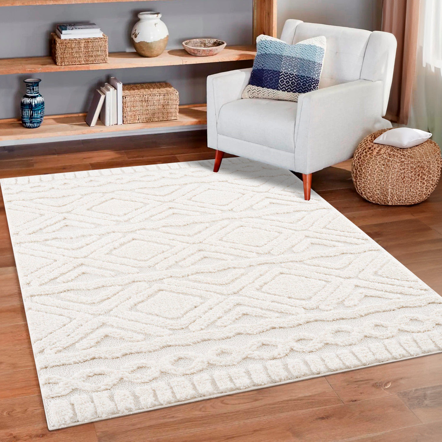 my home Hochflor-Teppich »Andro«, rechteckig, 20 mm Höhe, Boho Scandic Stil günstig online kaufen