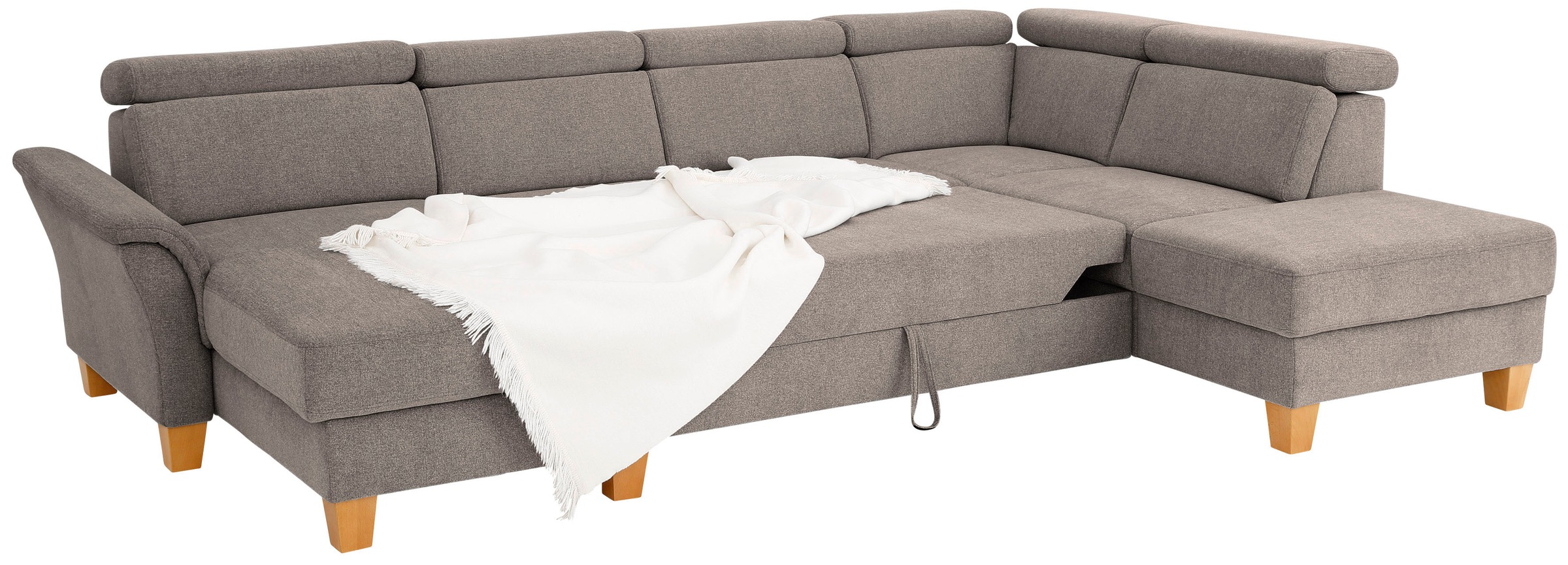 Home affaire Wohnlandschaft »Conville U-Form«, Kopfteilverstellung wahlweise mit Bettfunktion und Bettkasten