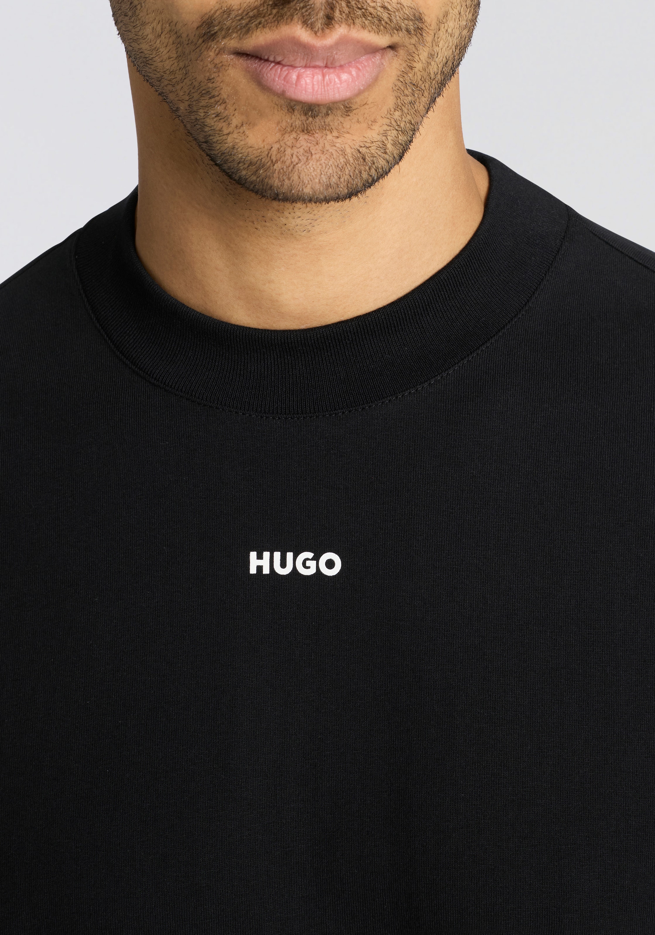 HUGO Langarmshirt »Daposo« Rundhalsausschnitt, Relaxed Fit, Ärmelbündchen