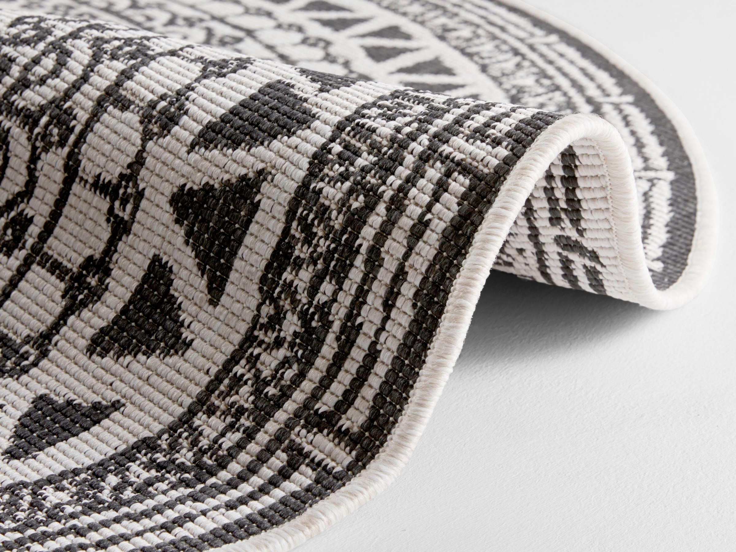 NORTHRUGS Teppich »Coron«, rund, 5 mm Höhe, In-& Outdoor, Wetterfest, Balkon, Garten, Wohnzimmer, Wasserfest