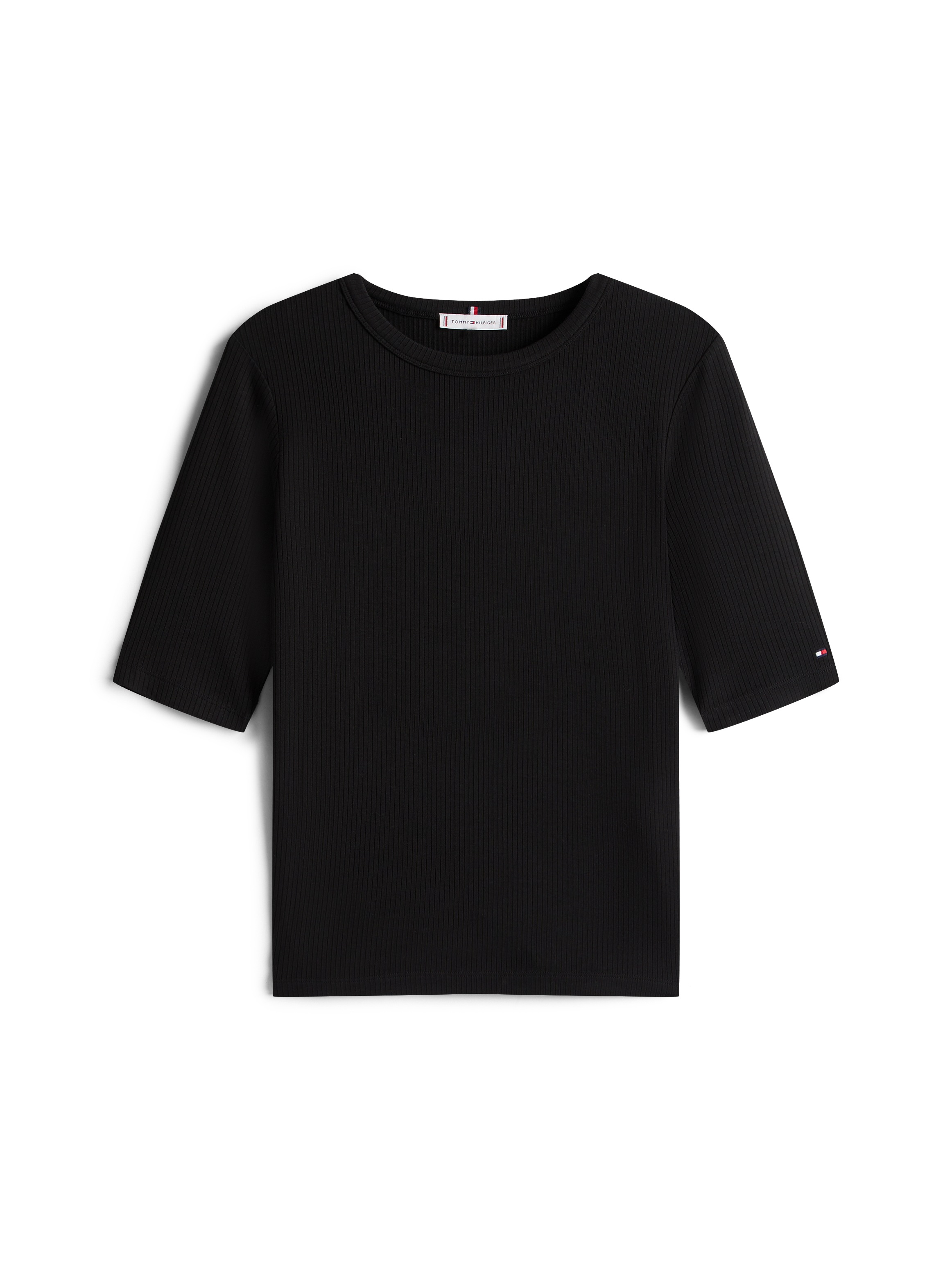 Tommy Hilfiger Kurzarmshirt »SLIM 5X2 RIB C-NK 1/2 SLV«, in gerippter Struktur