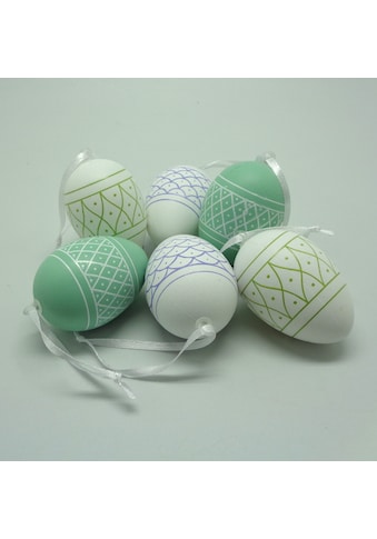 Osterei »Deko-Eier im Bordürendesign zum Hängen, aus Kunststoff«