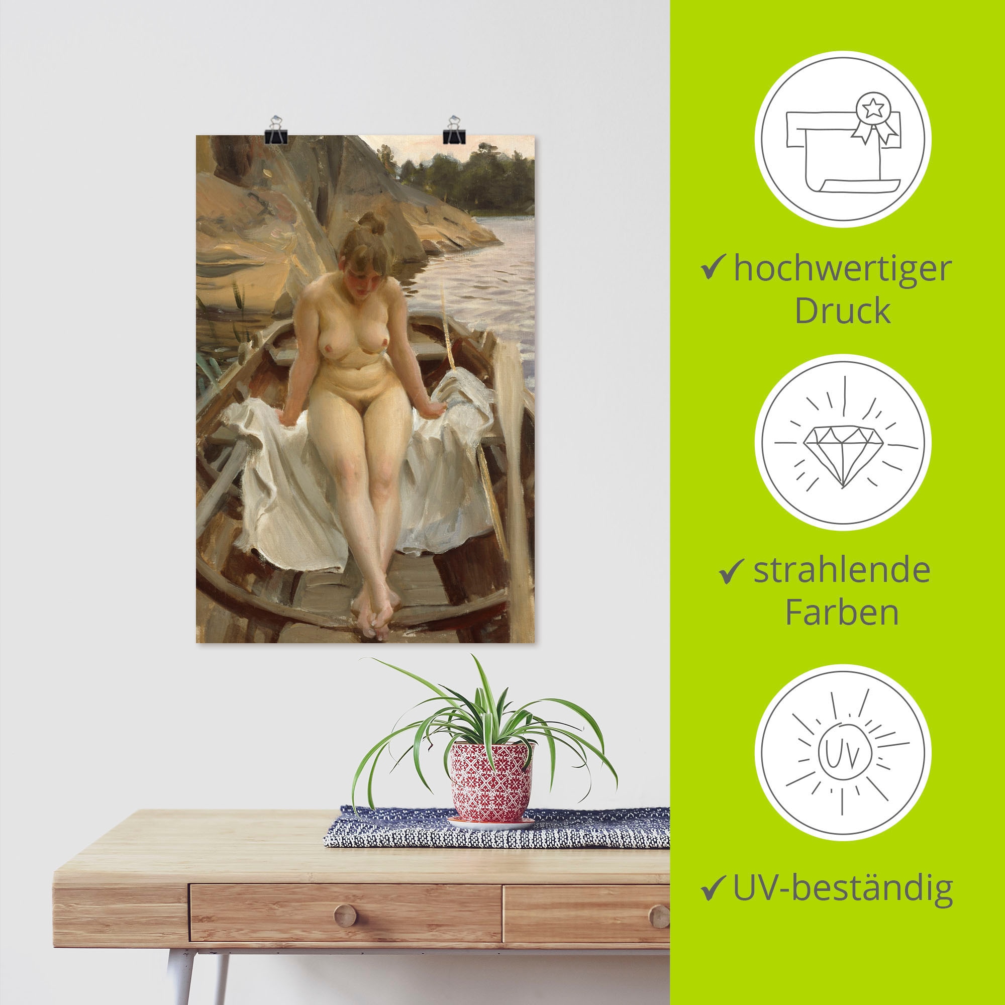 Artland Wandbild »In (1 kaufen Erotische Alubild, auf oder Ruderboot«, in Leinwandbild, versch. Wandaufkleber als St.), Größen Raten Werners Poster Bilder