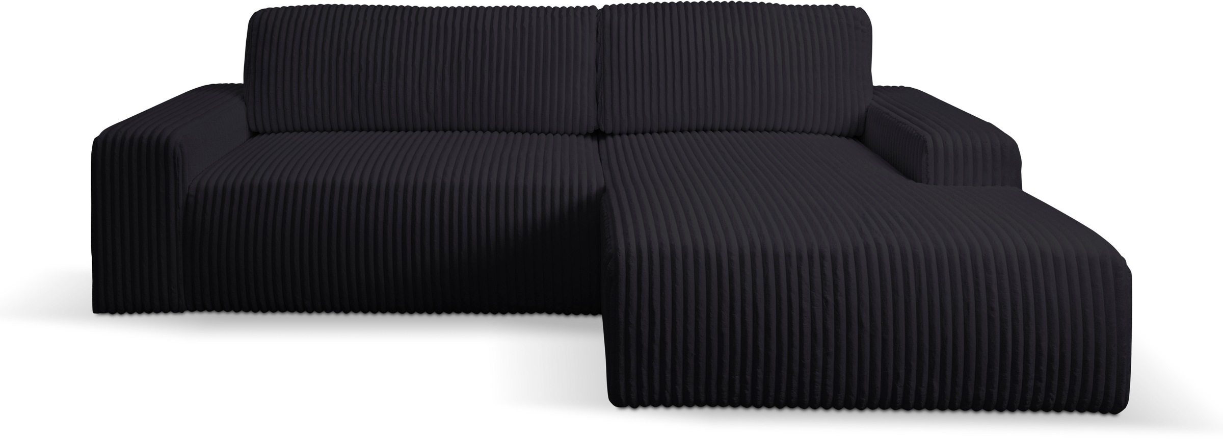 WERK2 Ecksofa »Rotterdam-L, kuschelweicher Cord oder Breitcord, L-Form, Breite 267 cm«, Design Ecksofa mit Schlaffunktion & Bettkasten, Breitcord, Schwarz