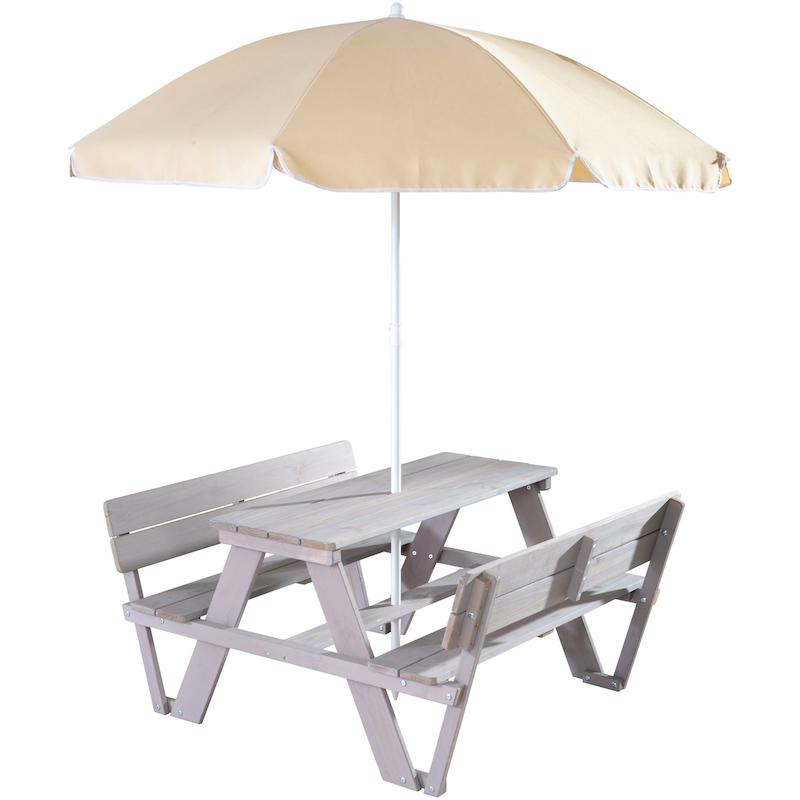 ROBA Garten-Kindersitzgruppe »PICKNICK for 4 Outdoor +« Set, 2 Stk. tlg. grau, mit Rückenlehnen und Sonnenschirm grau +