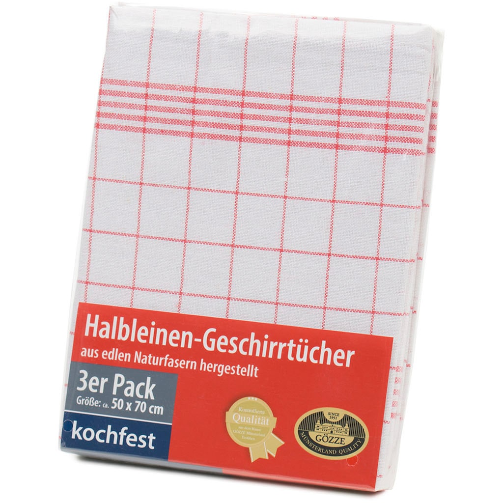 Gözze Geschirrtuch »Halbleinen Geschirrtuch, Des. 60152«, (Set, 3 tlg.)