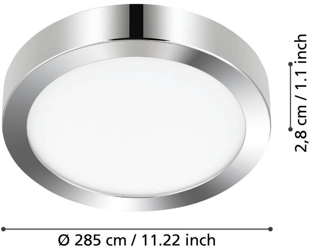 EGLO Deckenleuchte »FUEVA 5 Deckenlampe, chrom, IP44, geringe Aufbauhöhe, 20 Watt, Rund«, Leuchtmittel LED-Modul | LED fest integriert, Aufbauleuchte, Badezimmer, Bad-Deckenlampe, modern, 28,5x2,8cm