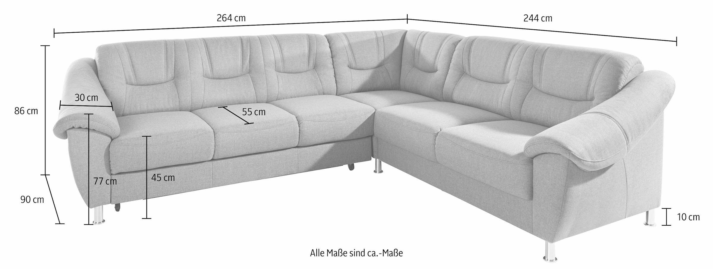 sit&more Ecksofa »Salsa L-Form«, mit Federkern, wahlweise mit Bettfunktion