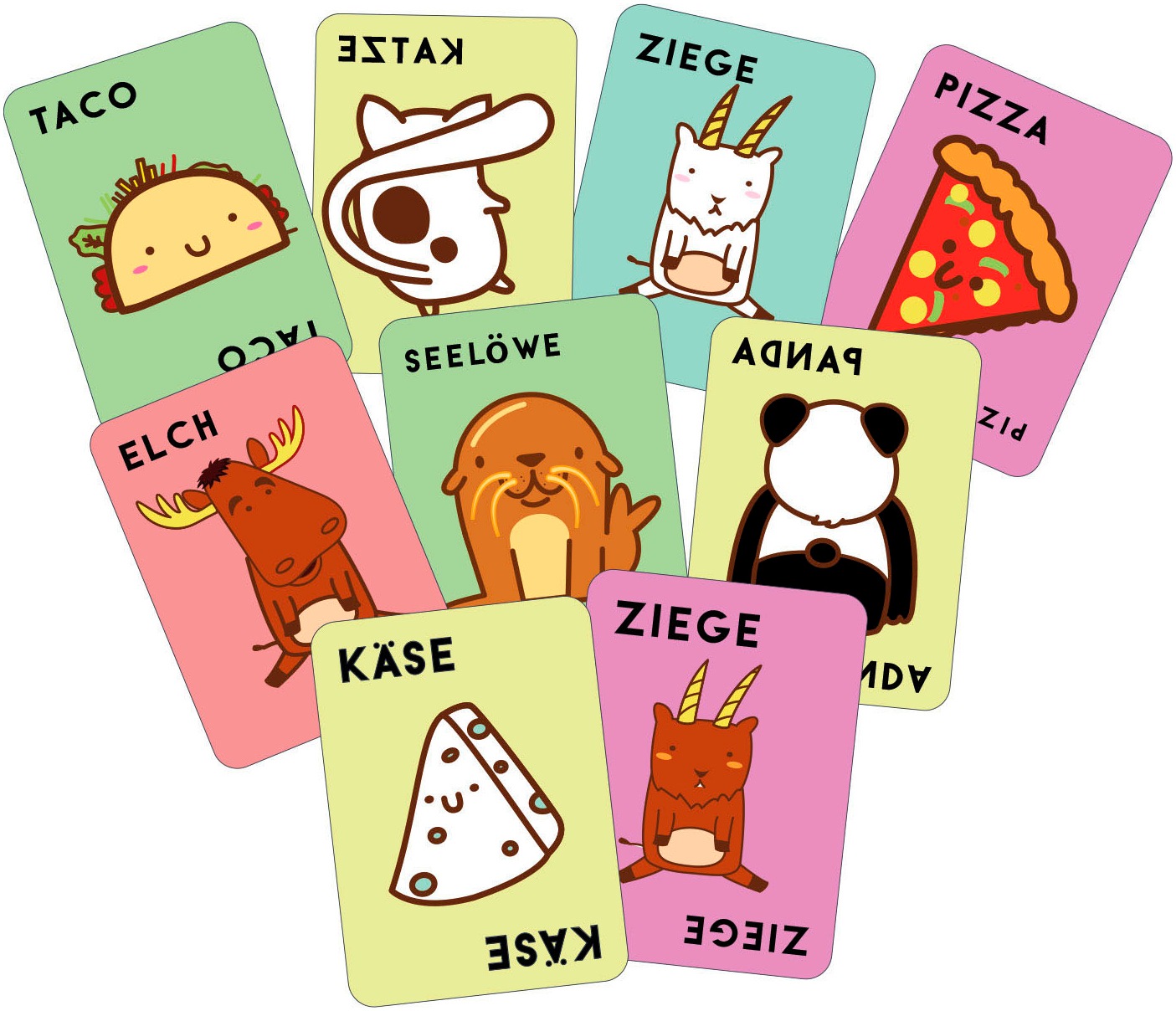 Asmodee Spiel »Taco Katze Ziege Käse Pizza: Voll Verdreht«