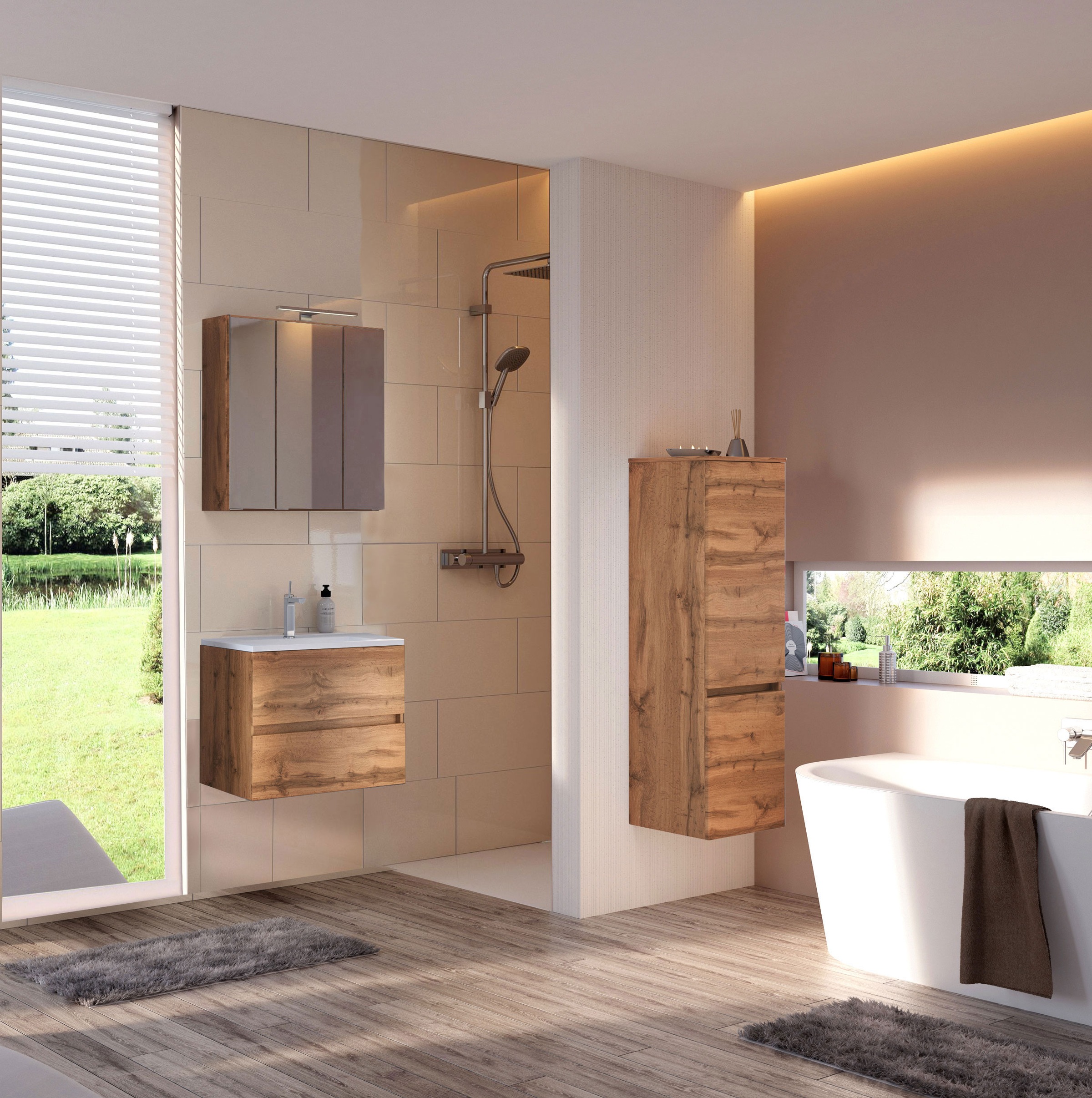 welltime Badmöbel-Set »Welltime Möbel Baabe Waschtisch-Set 3tlg. oder 5tlg. günstig online kaufen