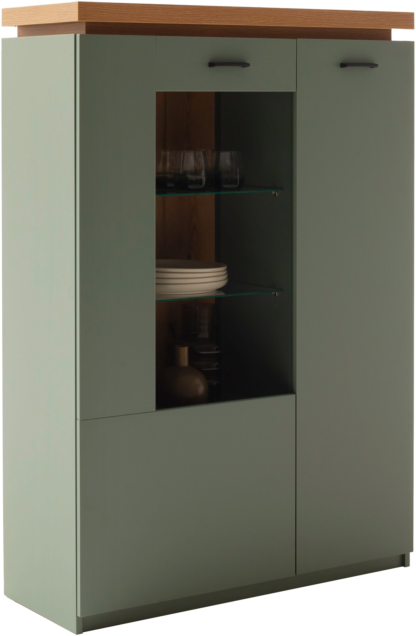 MCA furniture Highboard »MONIZ Highboard«, (1 St.), Hochkommode,Kommode,Eiche,Salbeigrün,2 Türen,gedämpft,Breite 98 cm