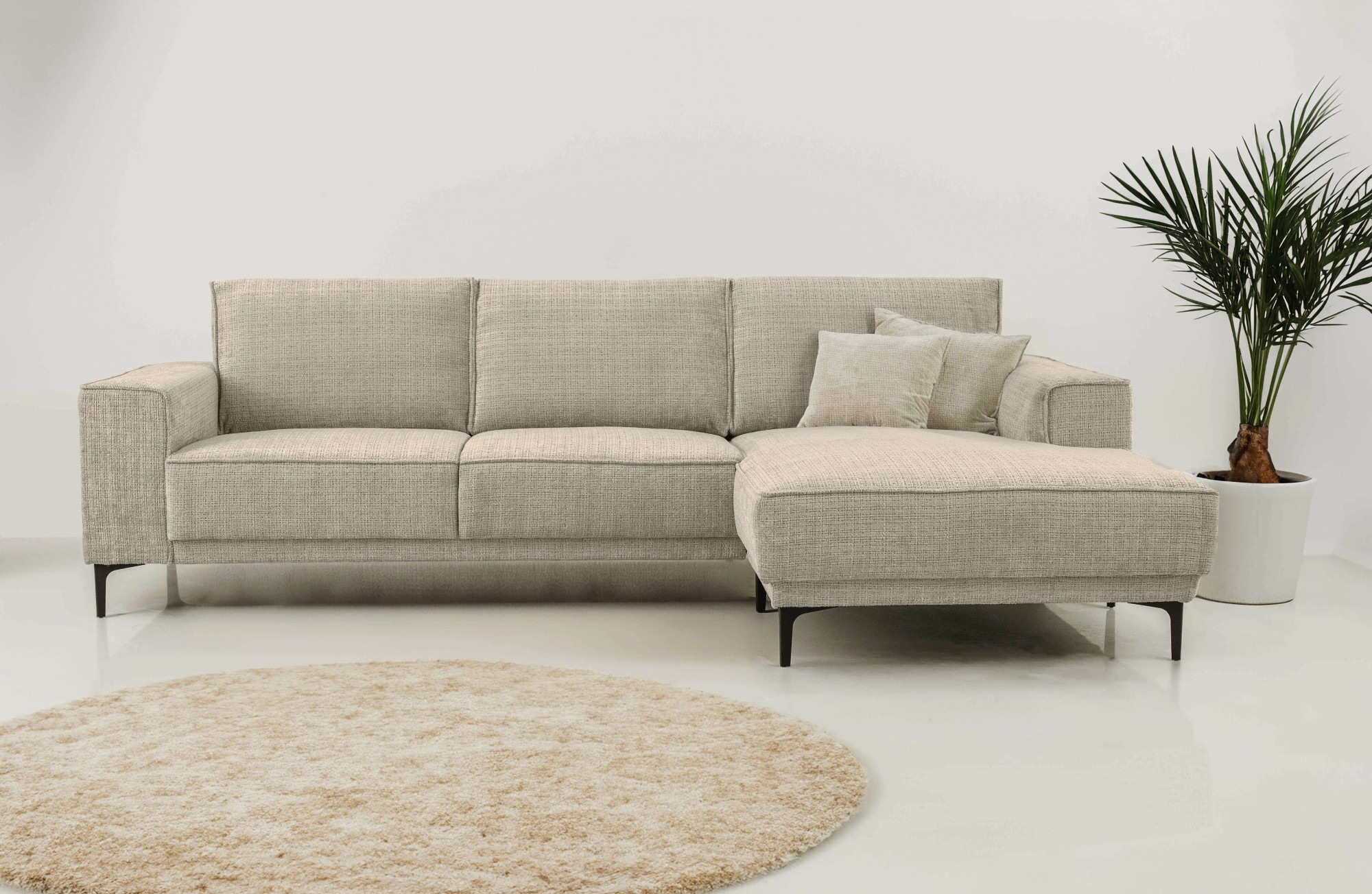 Places of Style Ecksofa »Polsterecke Oland, Struktur, Flachgewebe, Luxus-Mi günstig online kaufen