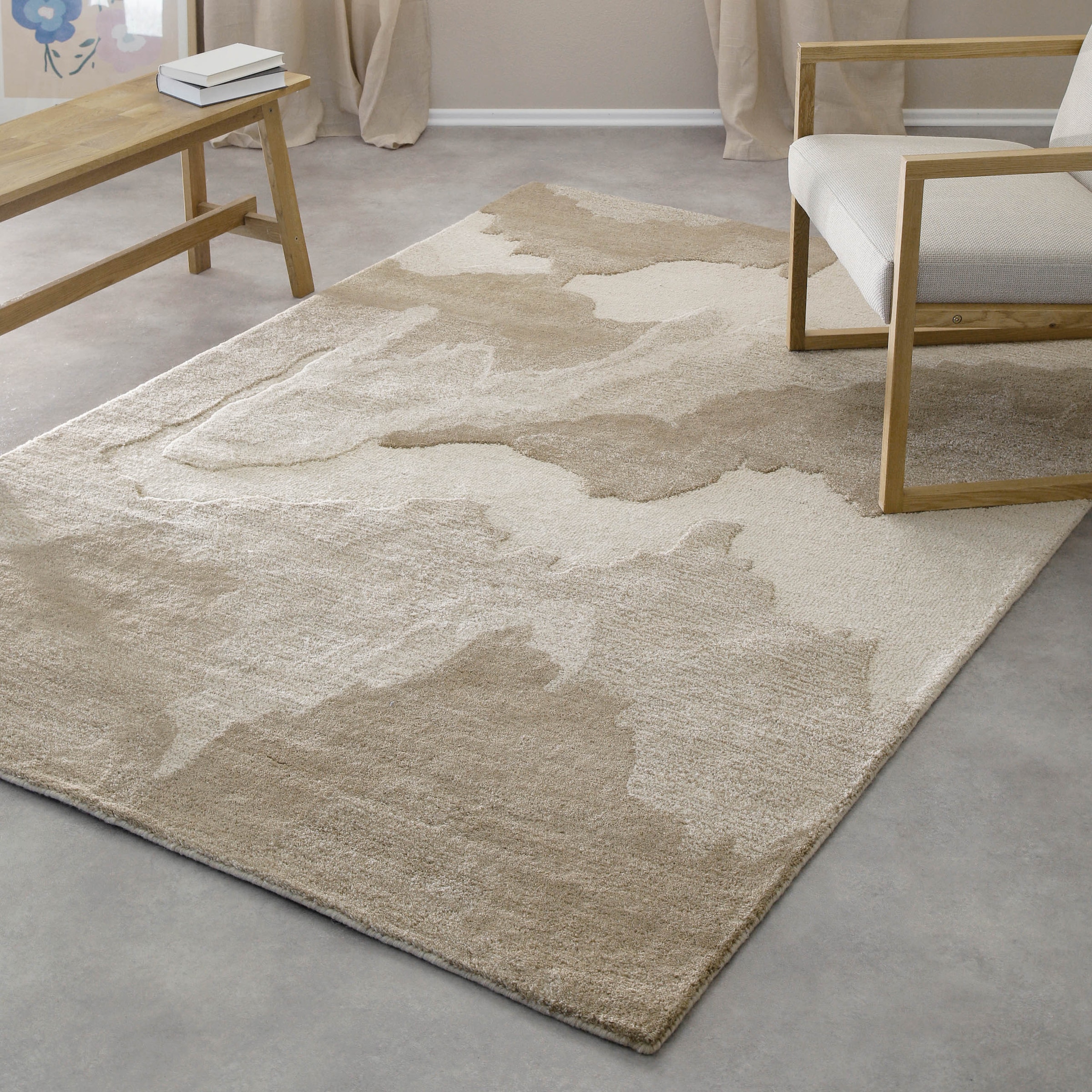 Wecon home Teppich »Carlo«, rechteckig, 10 mm Höhe, handgefertigt, gemustert, pflegeleicht, Wolle, Wohnzimmer, Esszimmer