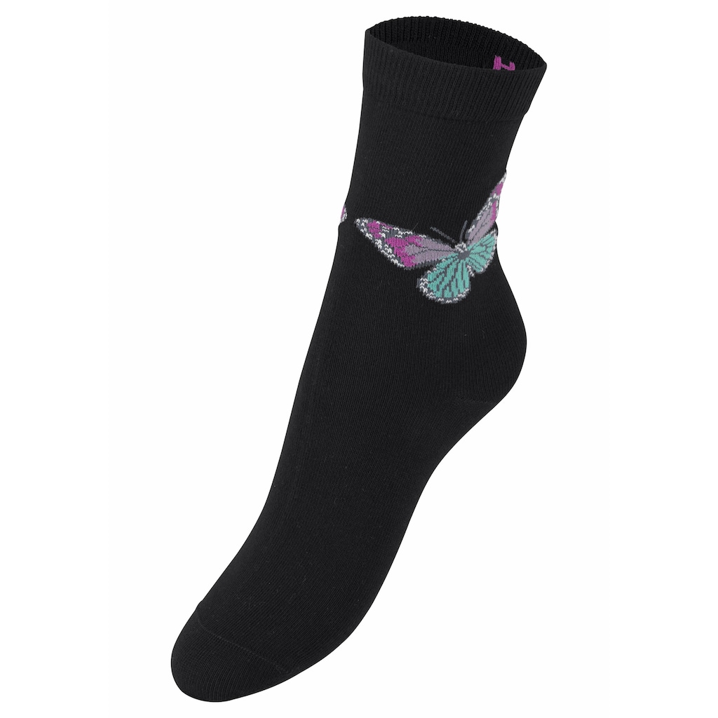 H.I.S Socken, (7 Paar), mit Schmetterlings- und Vogelmotiven