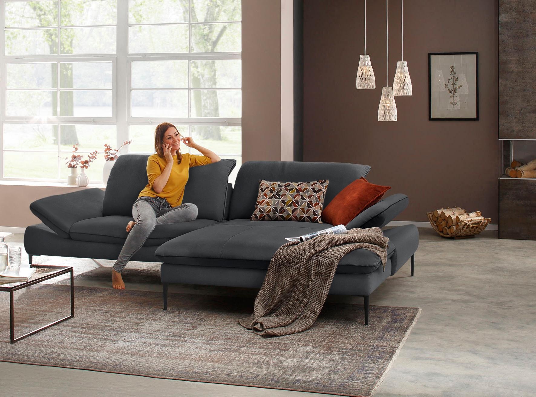 W.SCHILLIG Ecksofa »enjoy&MORE, Designsofa, elegant und bequem, L-Form«, Sitztiefenverstellung, Füße schwarz pulverbeschichtet, Breite 294 cm