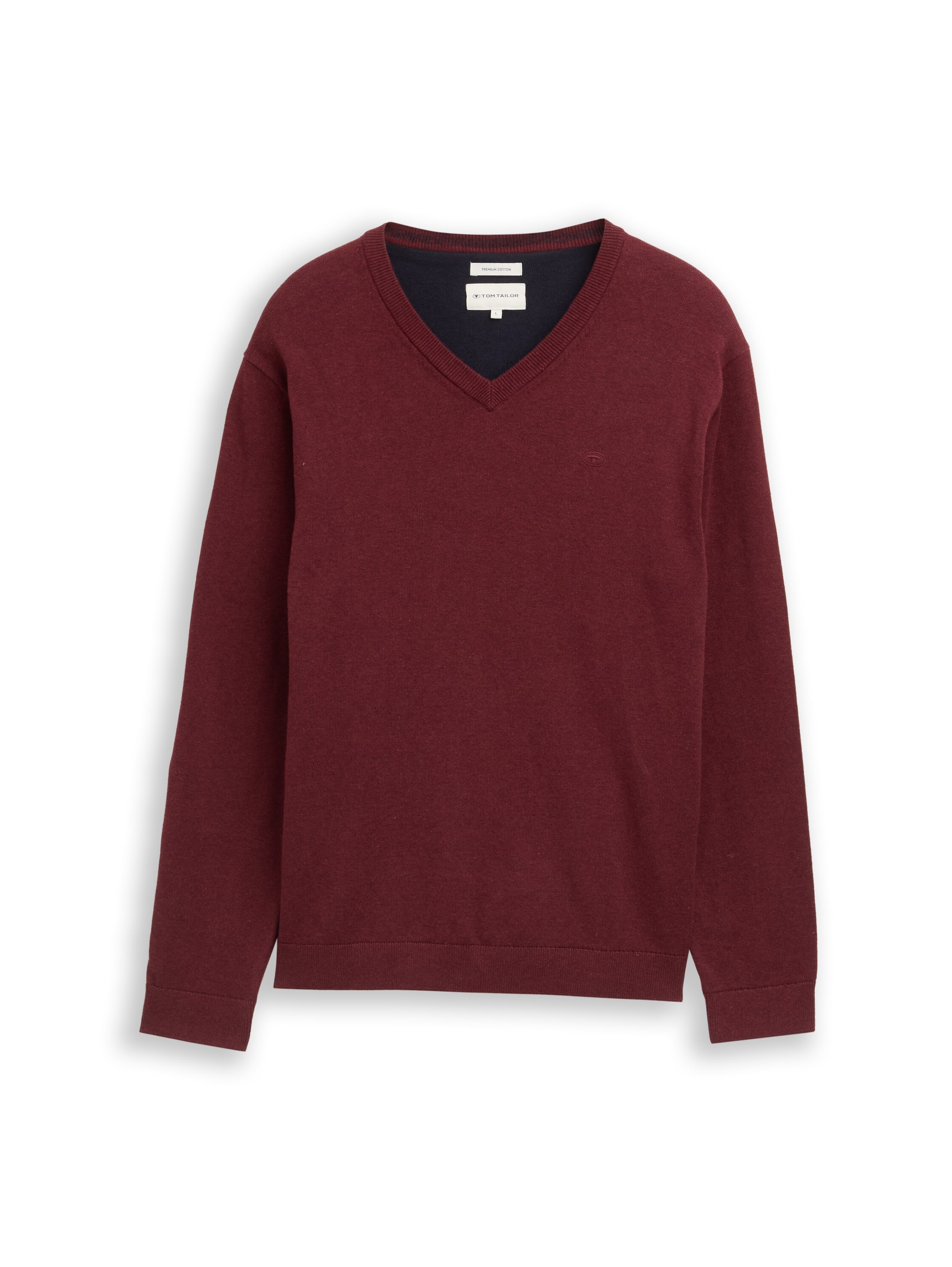 TOM TAILOR V-Ausschnitt-Pullover mit kleiner Logo-Stickerei