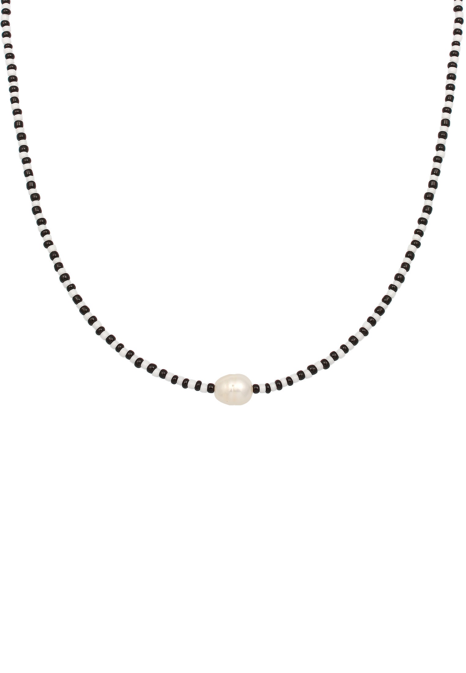 Elli Perlenkette »Barock Perle Glass Beads Schwarz Weiß 925 Silber«