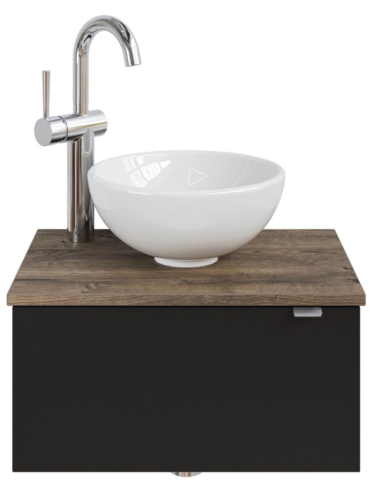 Saphir Waschtisch »Serie 6915 Waschschale mit Unterschrank für Gästebad, Gäste WC«, 51 cm mit Keramik-Aufsatzbecken und 1 Tür