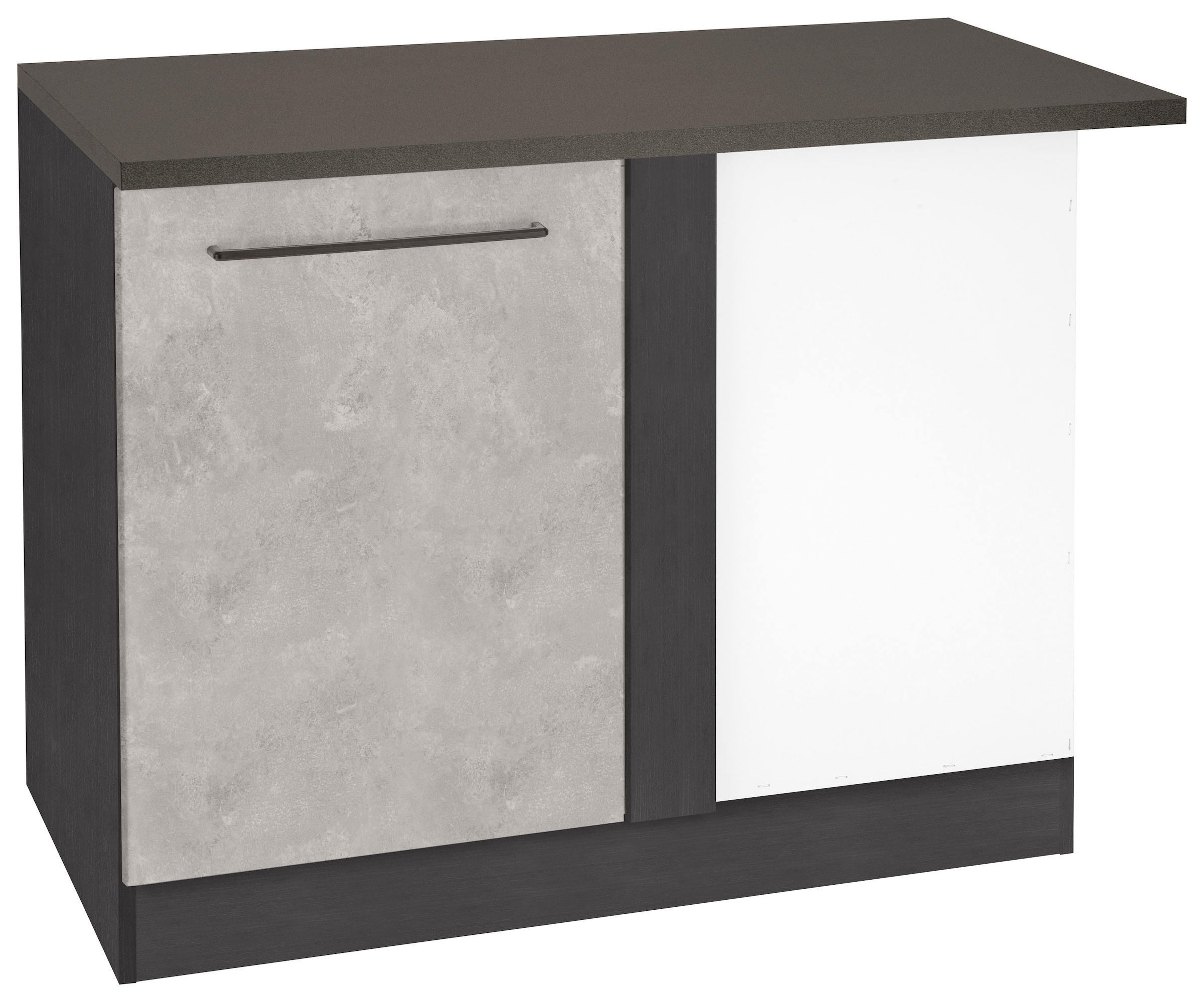 KOCHSTATION Eckunterschrank "KS-Tulsa", 110 cm breit, 1 Tür, schwarzer Meta günstig online kaufen