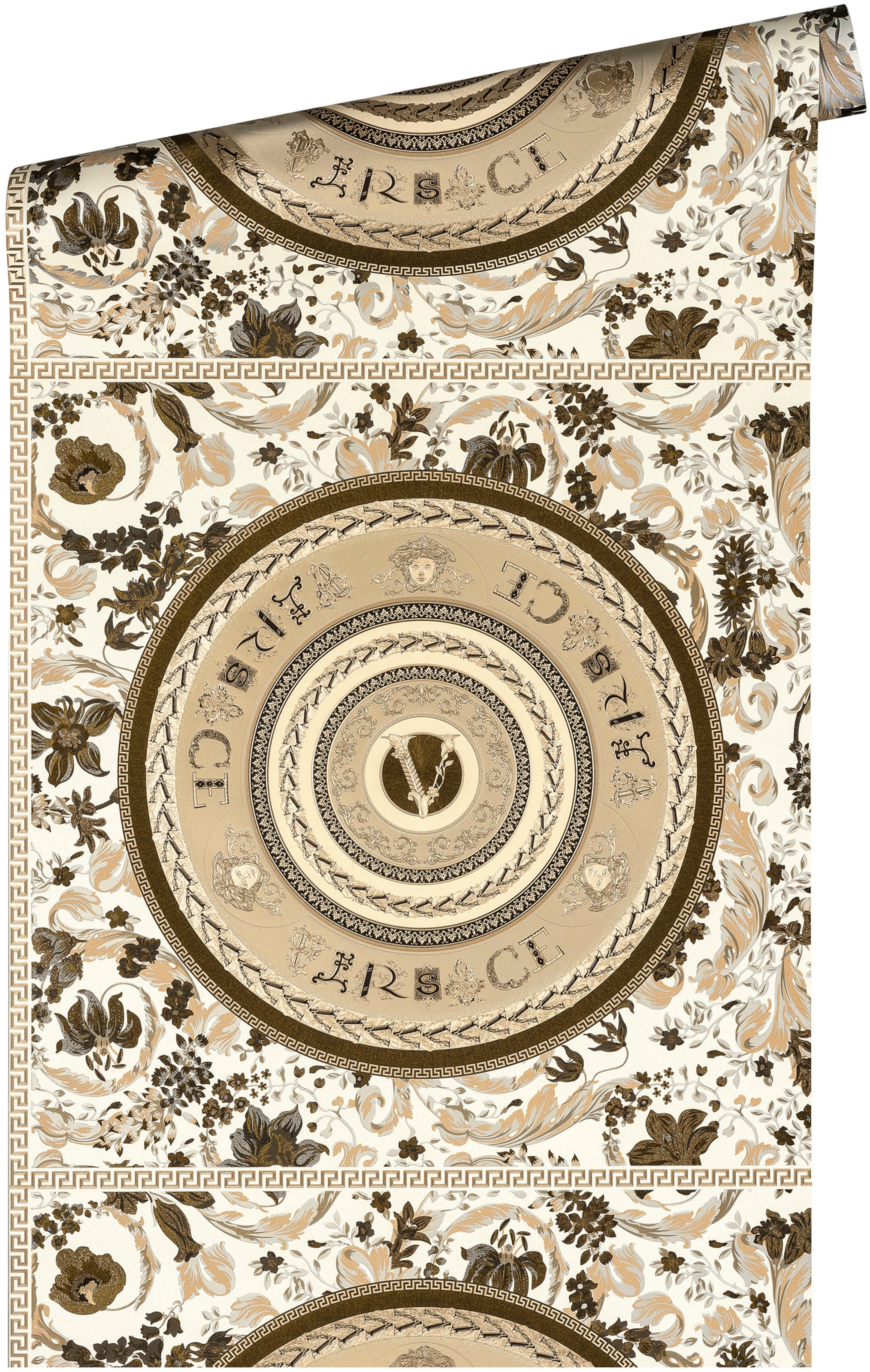 Versace Vliestapete »Wallpaper Versace 5 Floral Design«, leicht glänzend-gemustert-abstrakt, Designertapete auffallende Fliesen-Tapete Tapeten Wohnzimmer modern