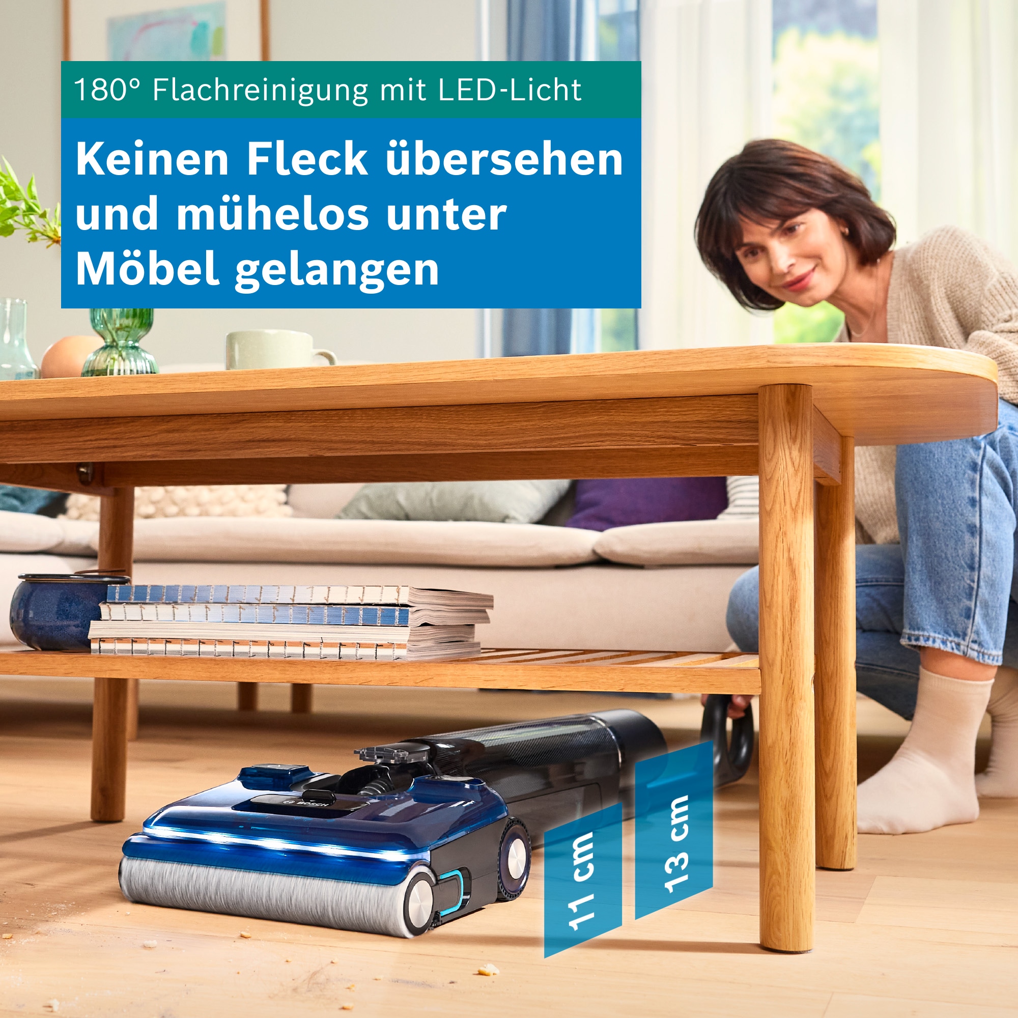 BOSCH Nass-Trocken-Sauger »OneFlow Serie 6 BHF61BM/BHF61BS, Selbstantrieb, 24kPA, 180°Neigung« Anti-Haarverwicklung, LED-Licht, Selbstreinigung, 40 min Akku / 150m²