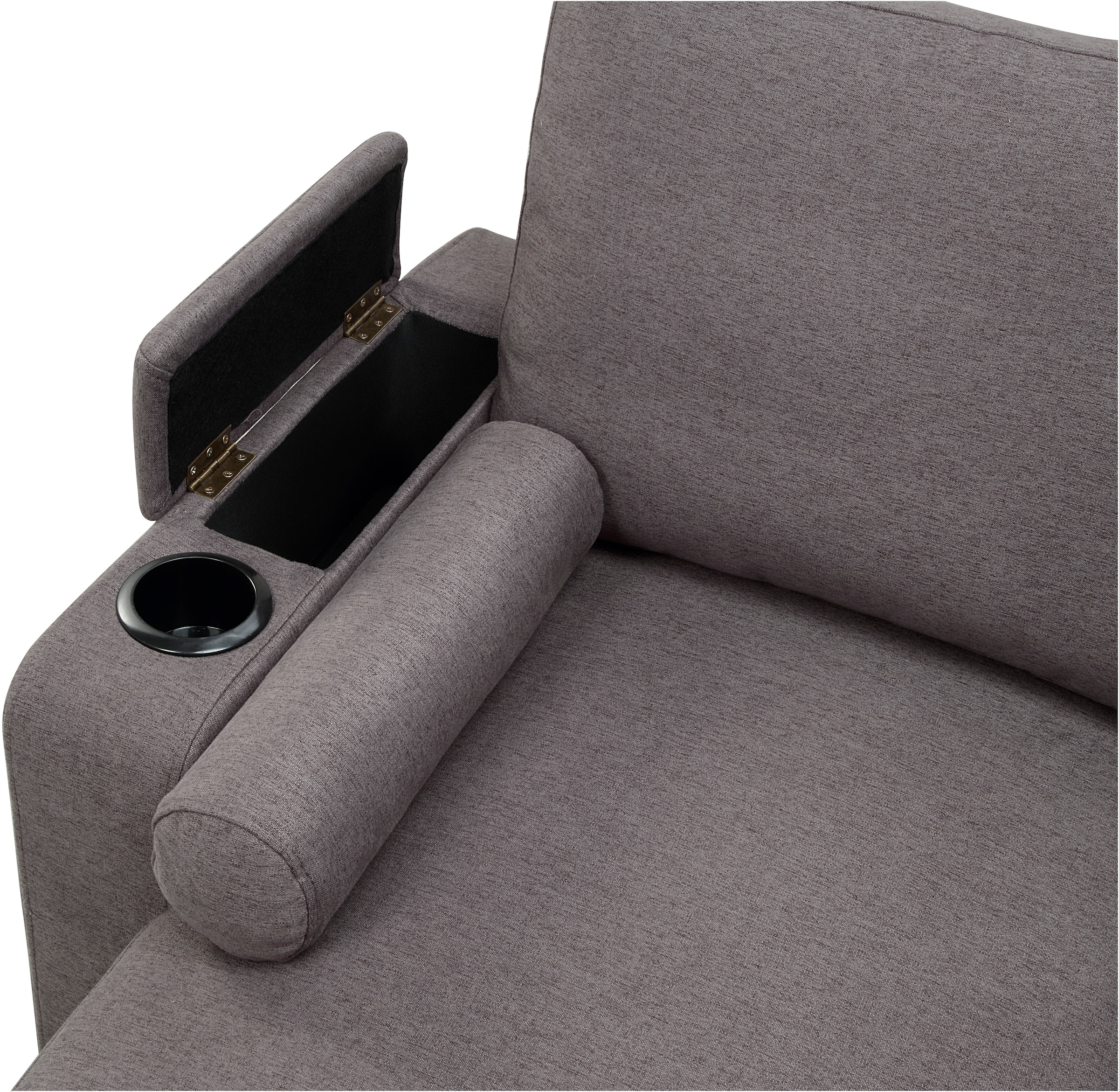 ATLANTIC home collection Ecksofa »Gorje L-Form«, mit Schlaffunktion, Stauraum, Becherhalter, Staufächer & Kissenrollen