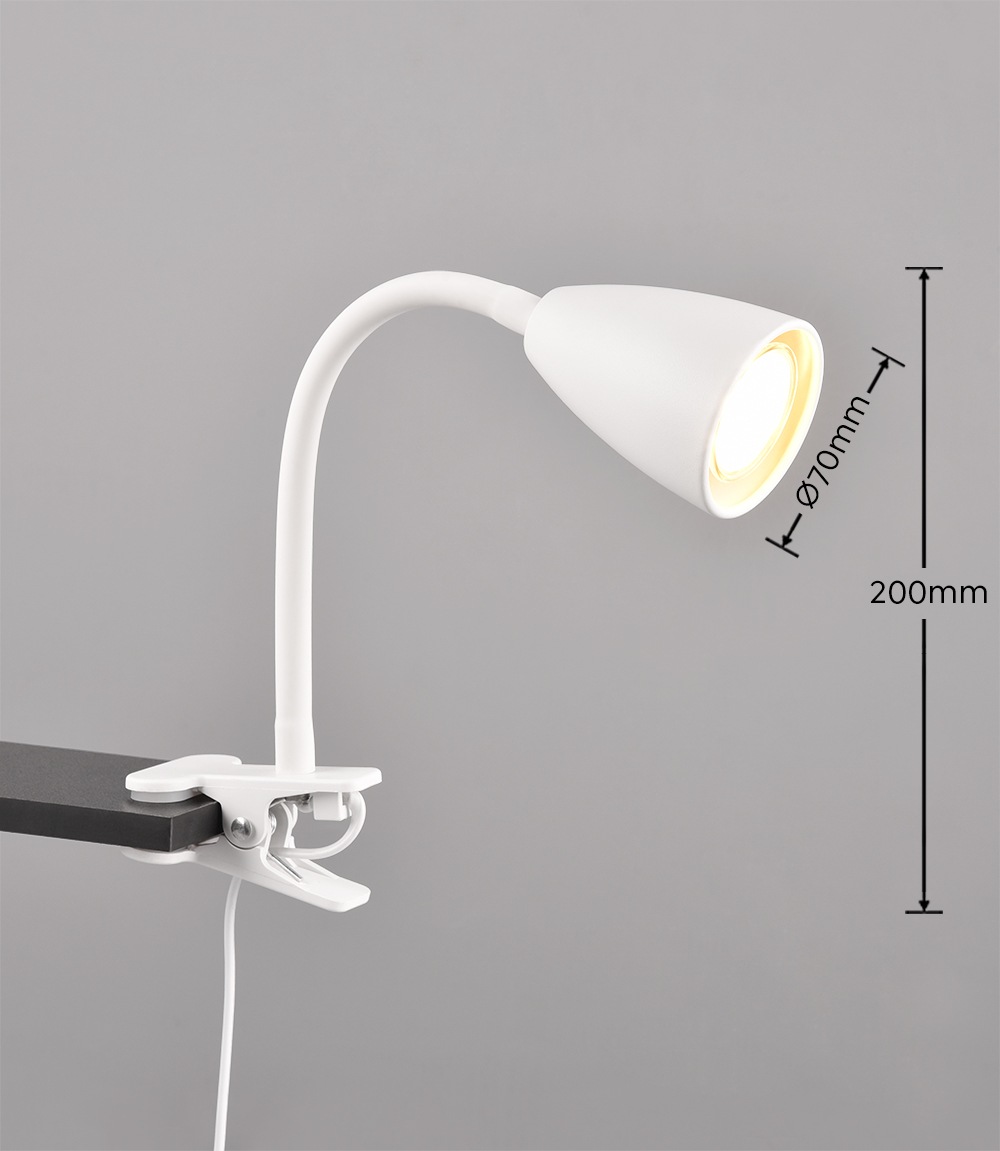 TRIO Leuchten Klemmleuchte »WANDA Leselampe mit Klemmhalterung exkl. 1xGU10 max 10W Schnurschalter«, 1 flammig, Leuchtmittel GU10 | Leuchtmittel wechselbar, flexibel verstellbar, ideal für Büro Regal Schreibtisch Arbeitsplatz