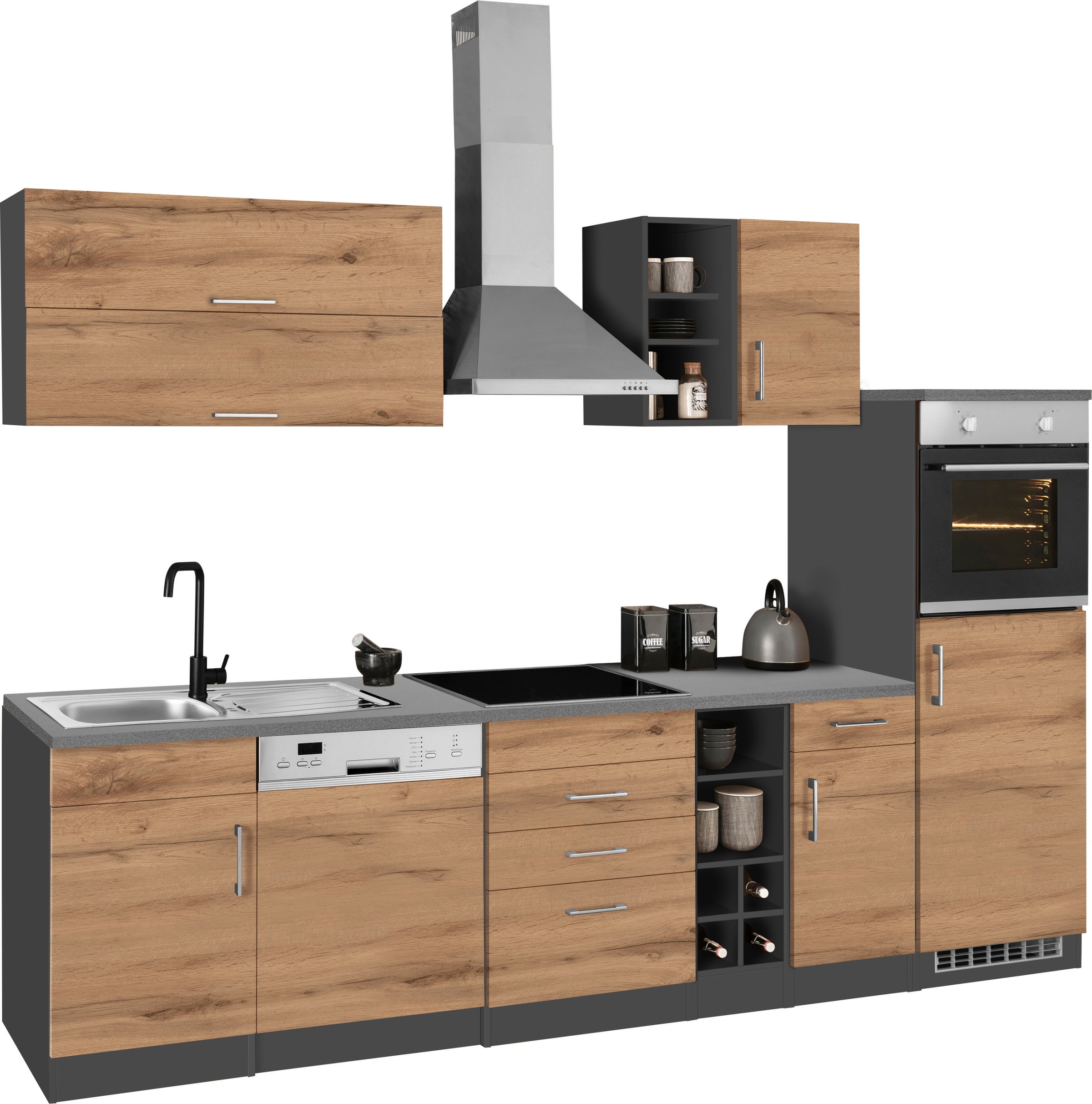 KOCHSTATION Küchenzeile »KS-Colmar«, mit E-Geräten, Breite 300 cm