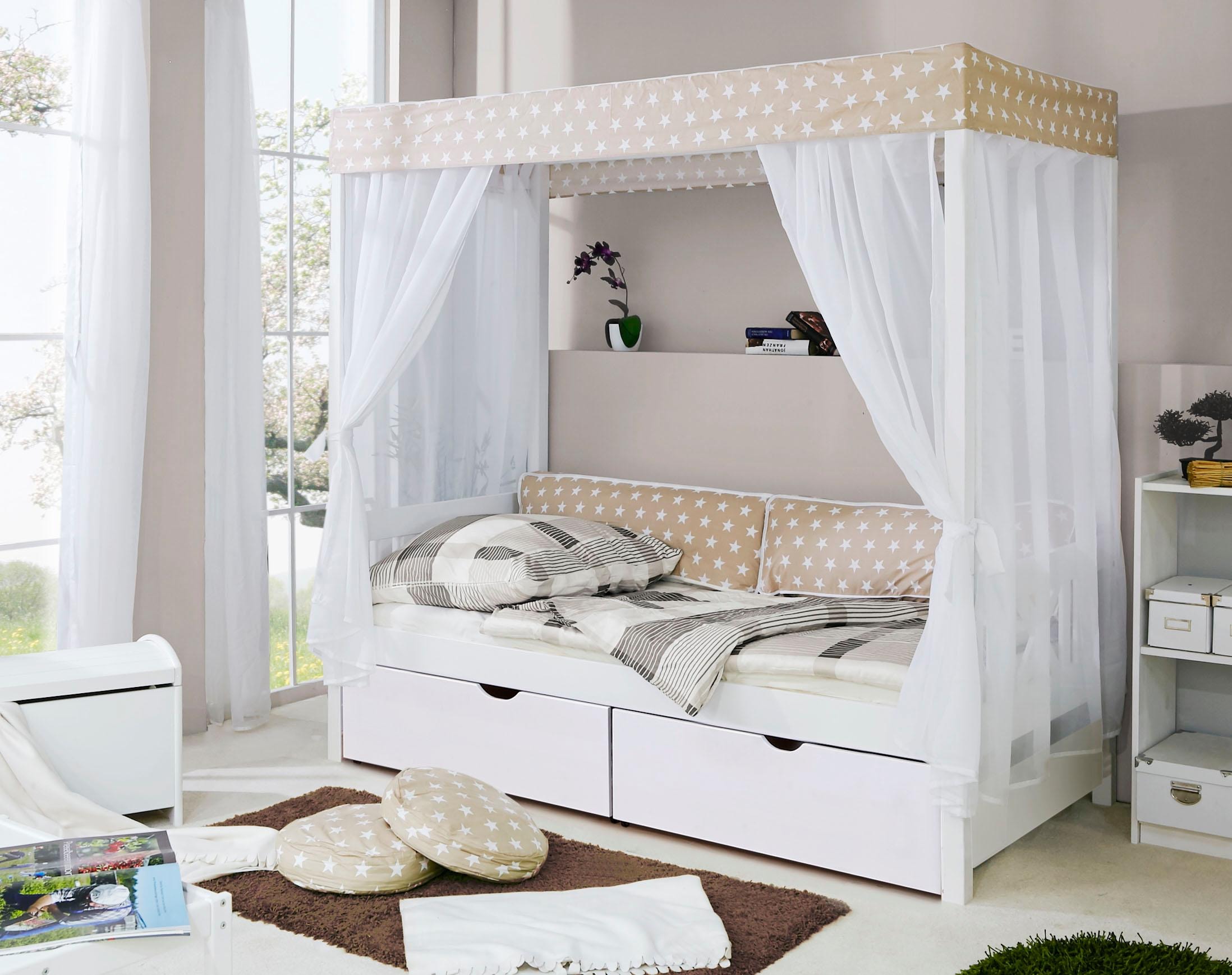Ticaa Himmelbett »Lino«, Himmelbett, inkl. Schubkasten und Rollrost