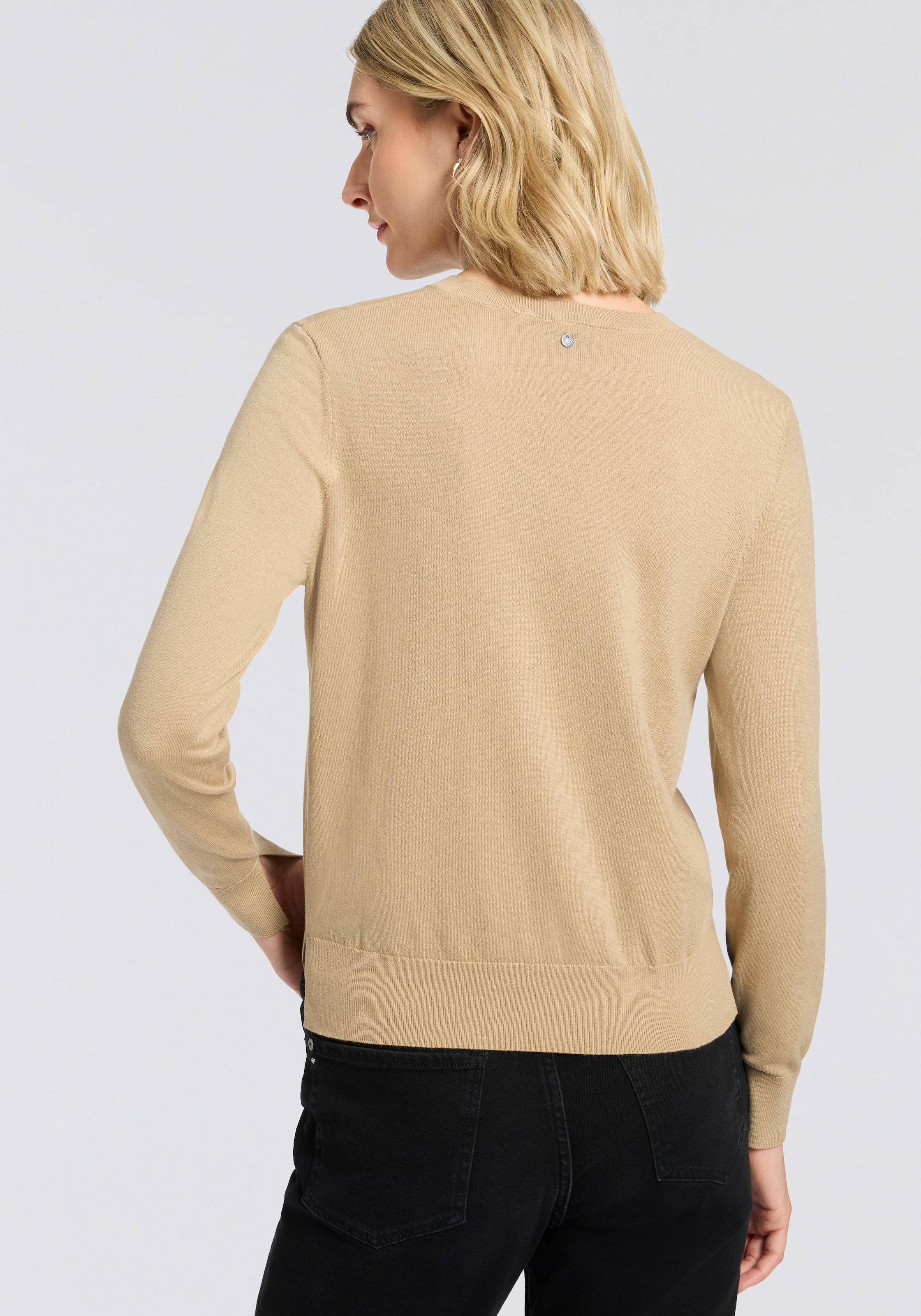 BOSS ORANGE Strickpullover »Finguine Premium Damenmode« mit Ajour-Dekor, Woll-Mix, Rundhalsform