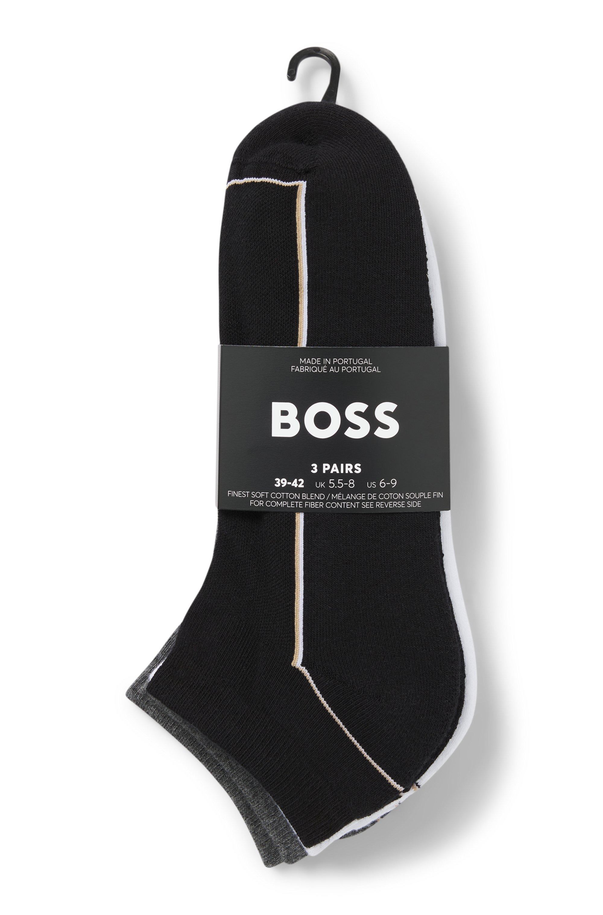 BOSS Sneakersocken »3PAS iconic plush CC«, (3 Paar), kontrastfarbene Details