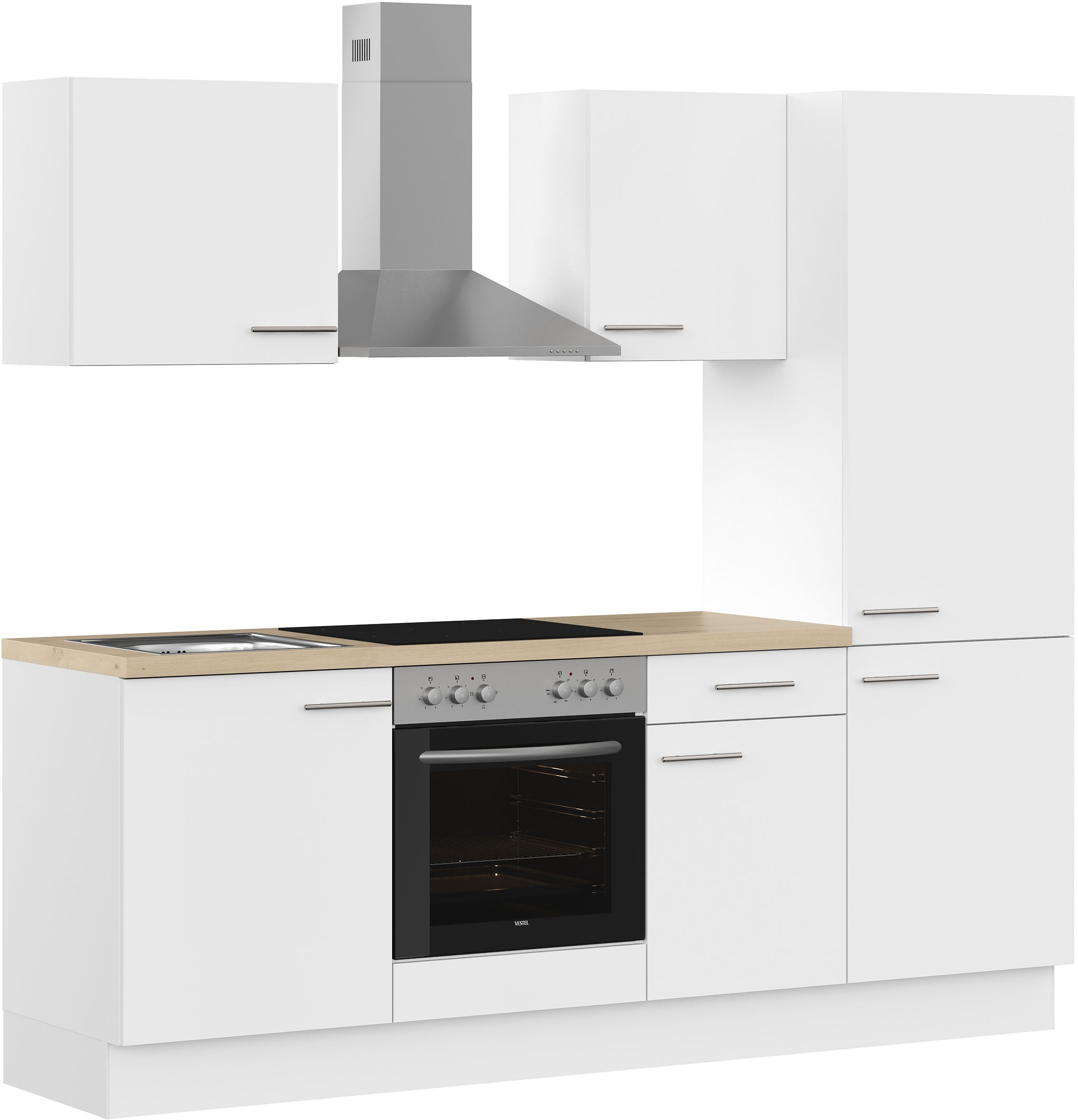 IMPULS KÜCHEN Küchenzeile »"Tirana", Ausrichtung wählbar, Schubkästen mit Soft-Close«, vormontiert, wahlweise mit E-Geräten, mit Vollauszug, Breite 230 cm