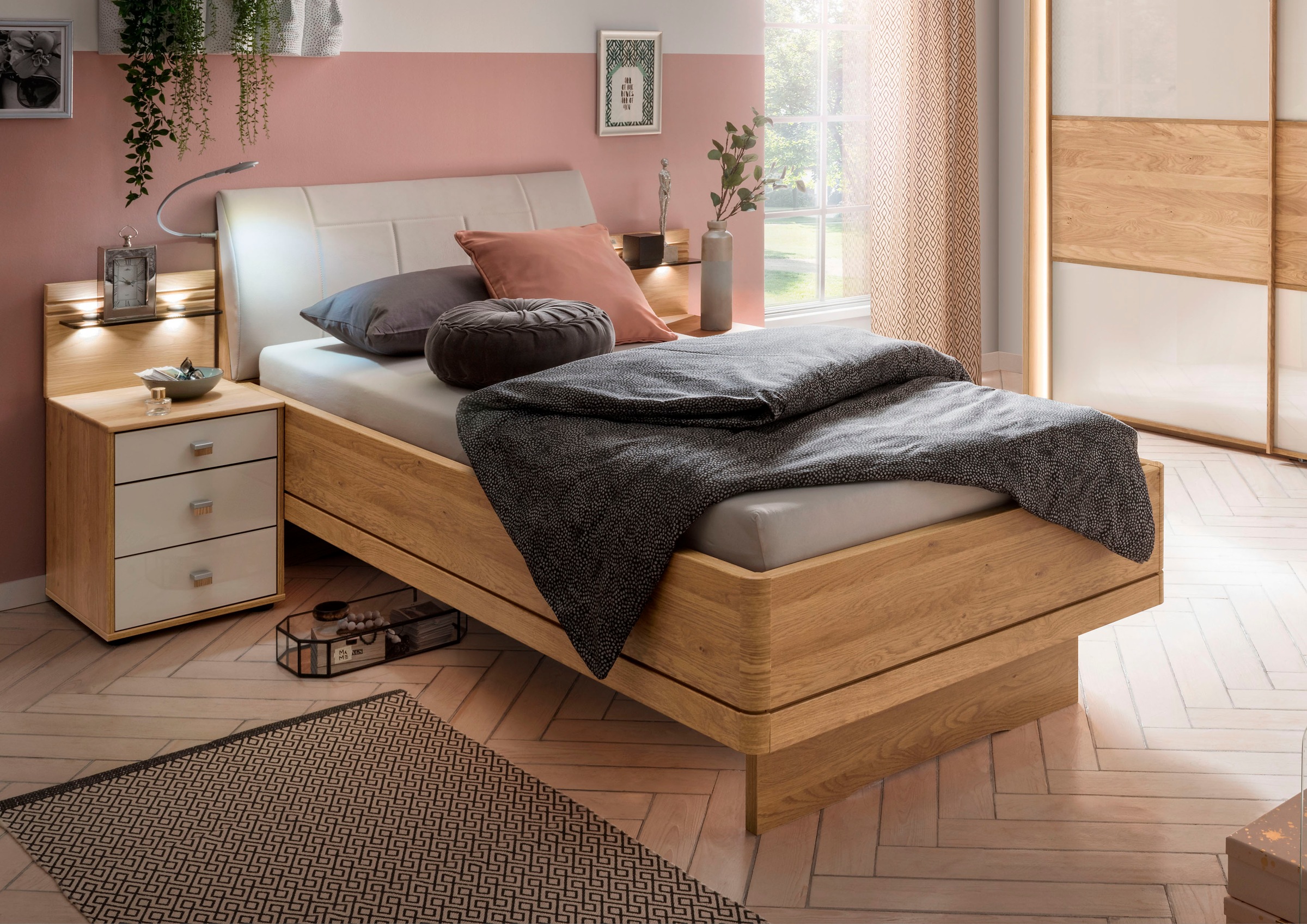 WIEMANN Bett »Kiruna, Bettgestell, Bettrahmen, Eiche Nachbildung, Polsterko günstig online kaufen
