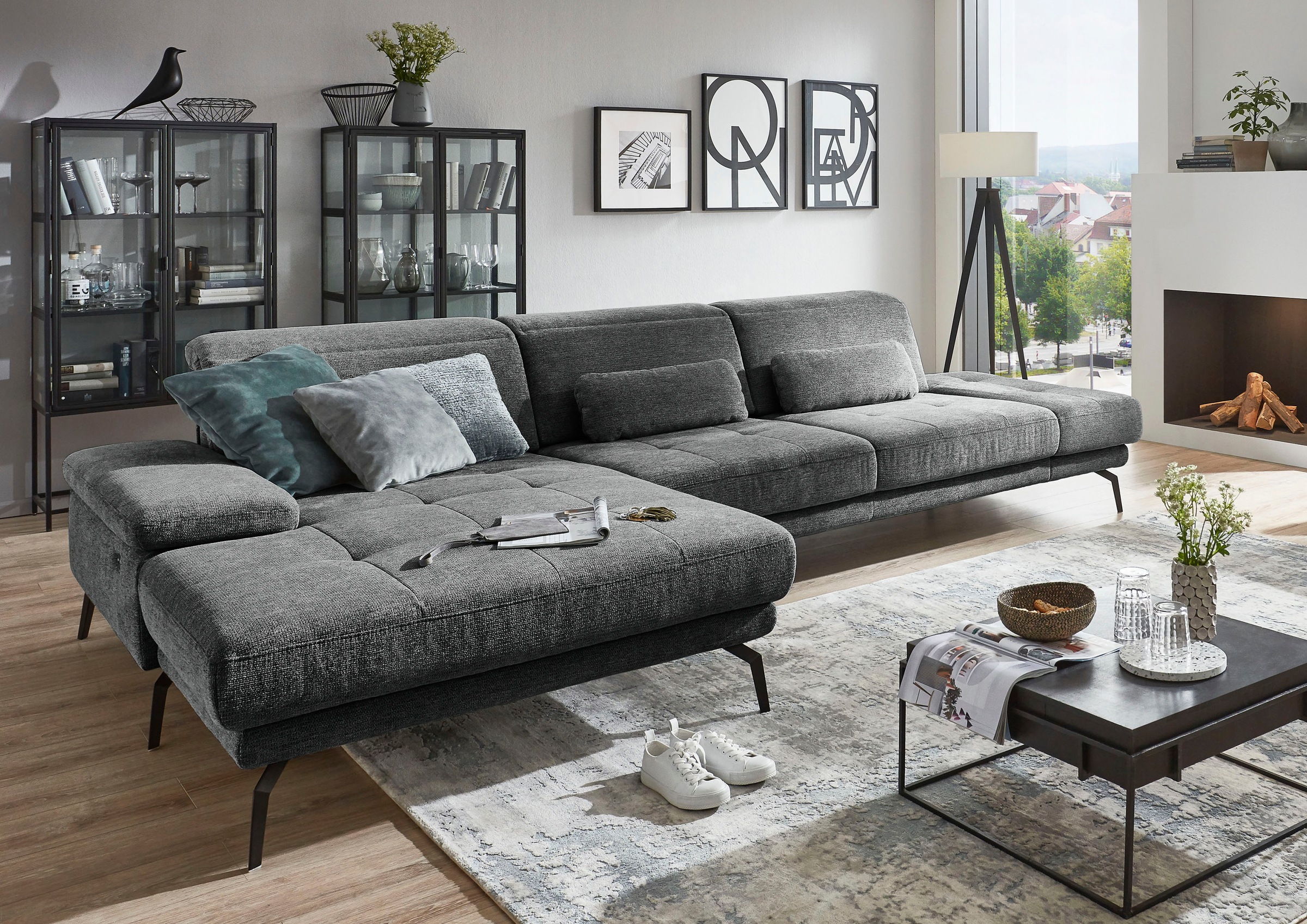 Die PlanBar Ecksofa »MP-IN20126 L-Form mit Federkern-Polsterung«, mit Kopft günstig online kaufen