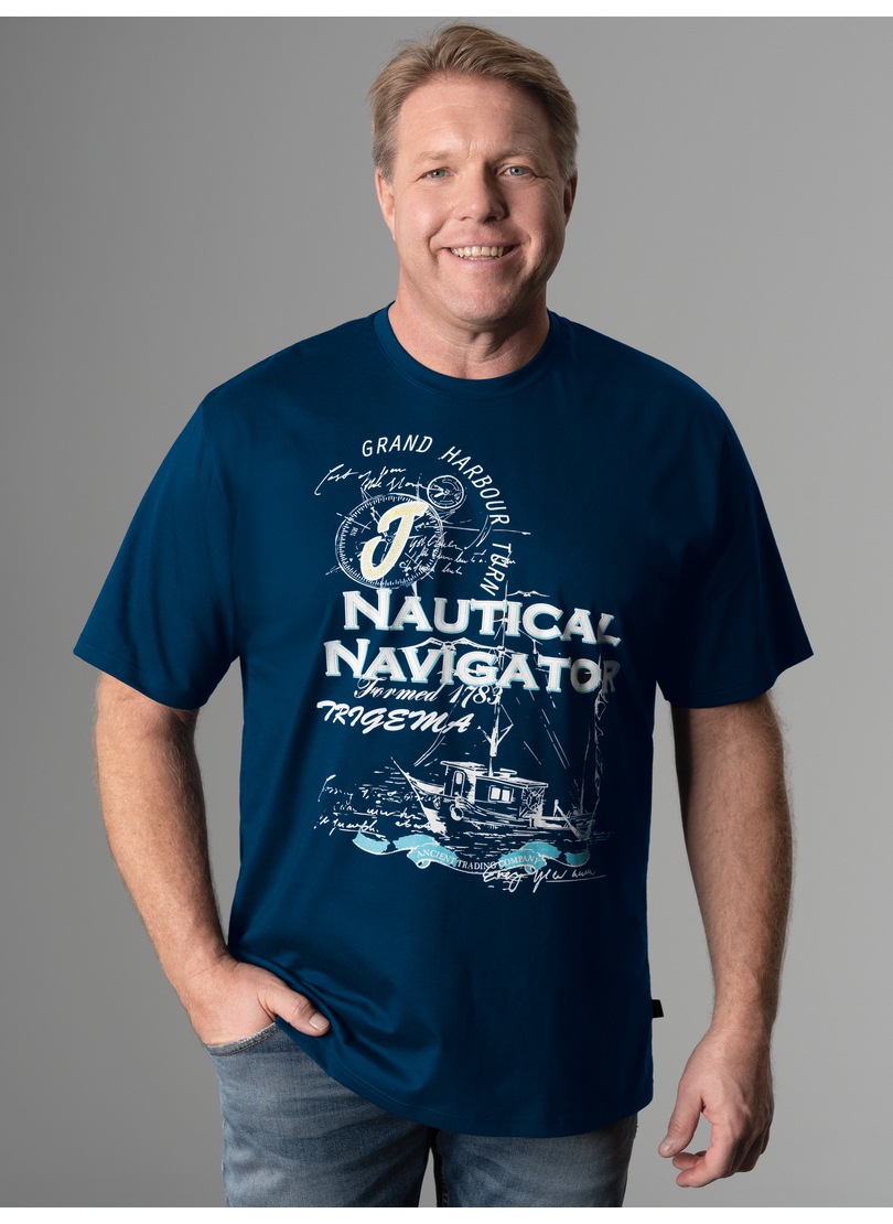 Trigema T-Shirt »TRIGEMA T-Shirt mit großem Printmotiv "Nautical Navigator"«, (1 tlg.)