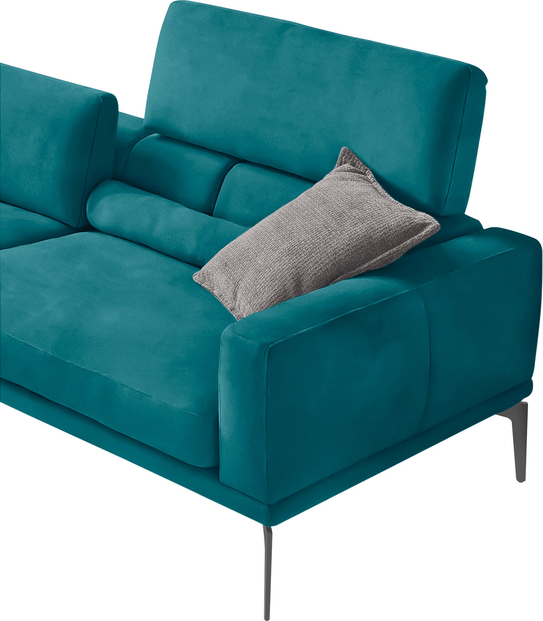 Egoitaliano Ecksofa »Masu, Design trifft sensationellen Sitzkomfort«, inkl. 2 Kissenrollen, Rückenelemente manuell verstellbar, Metallfüße