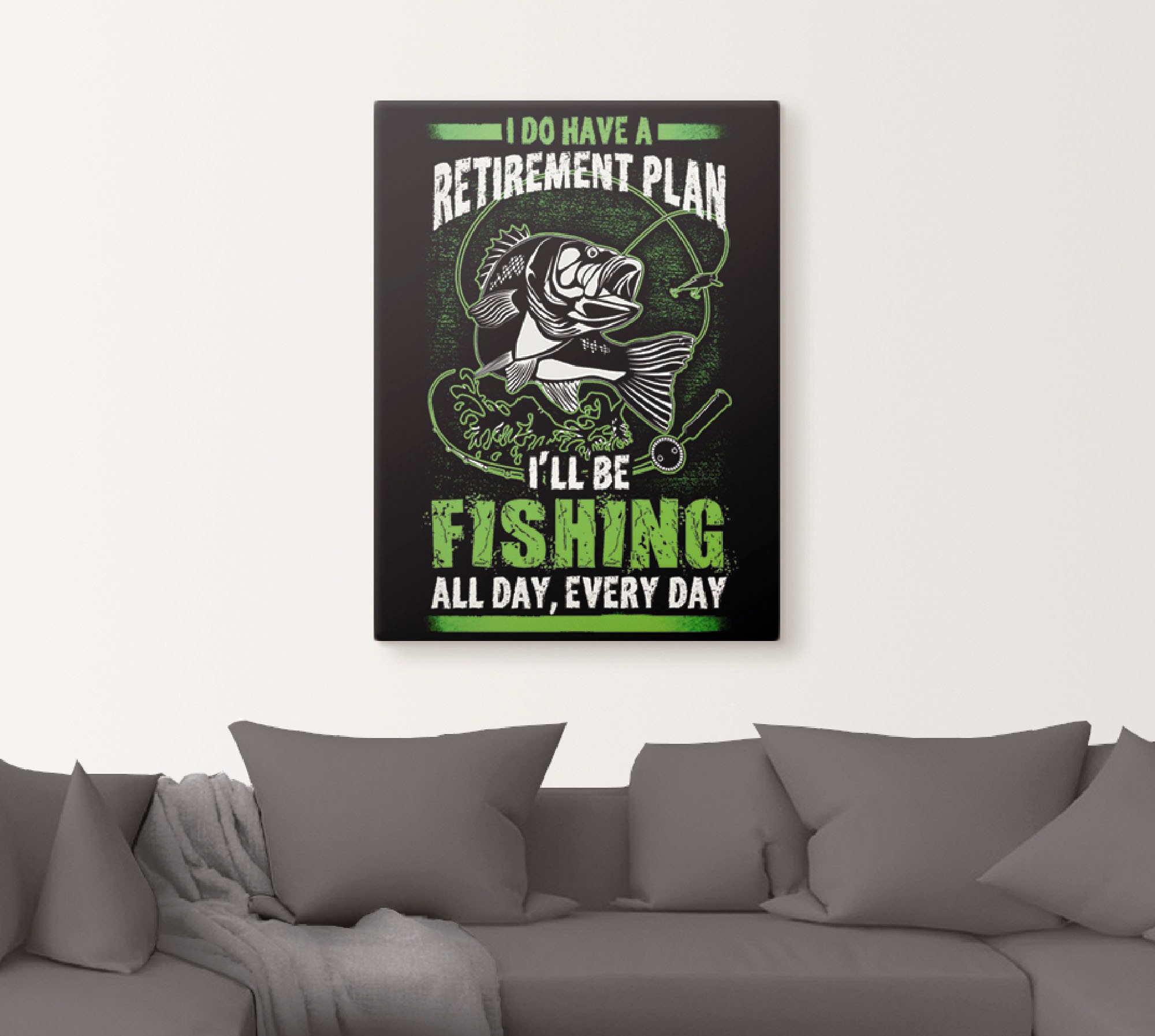 Artland Leinwandbild »Witziges Bild für Angler«, Humor, (1 St.), auf Keilrahmen gespannt