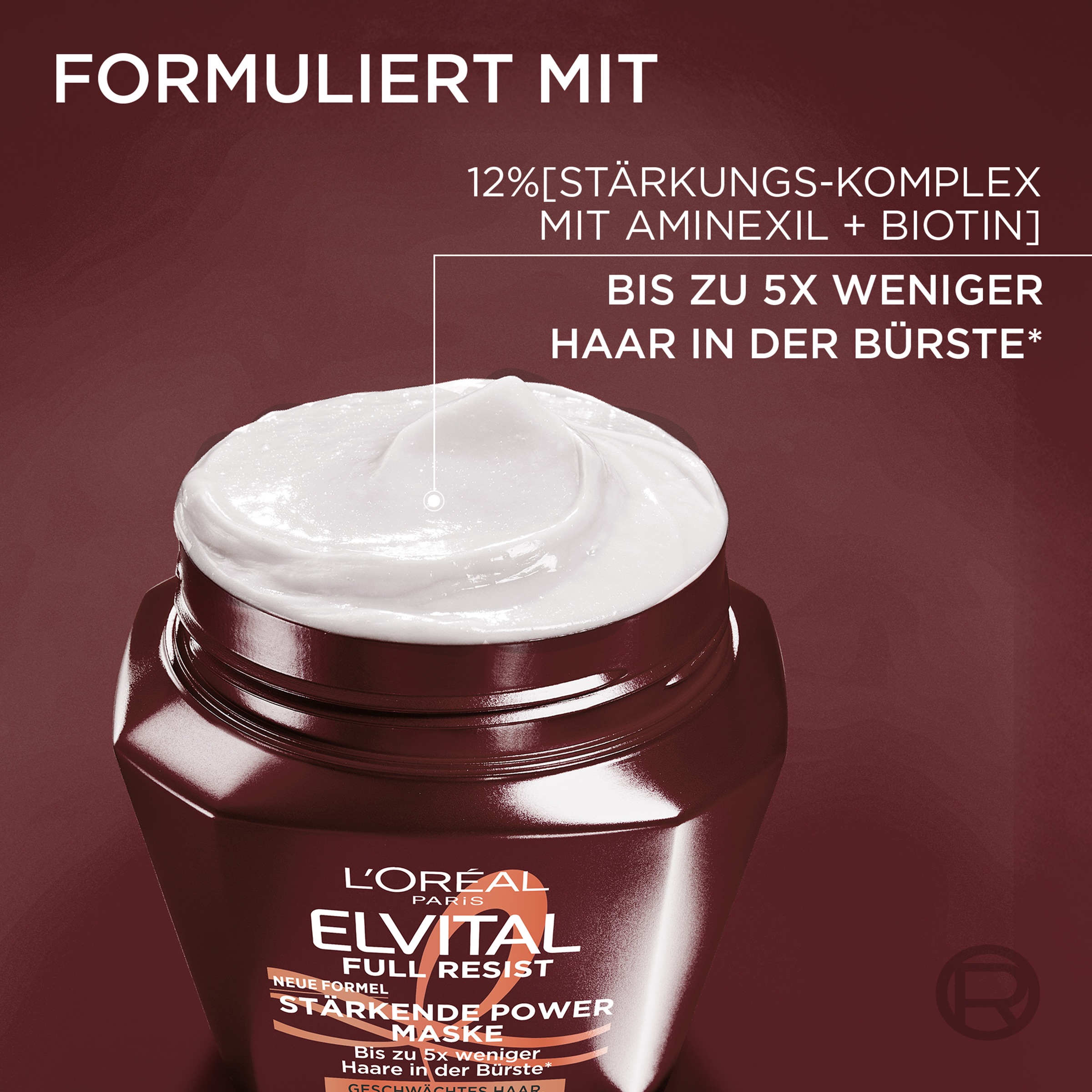 L'ORÉAL PARIS Haarmaske »ELVITAL FULL RESIST MASKE« für geschwächtes Haar, das zu Haarbruch neigt