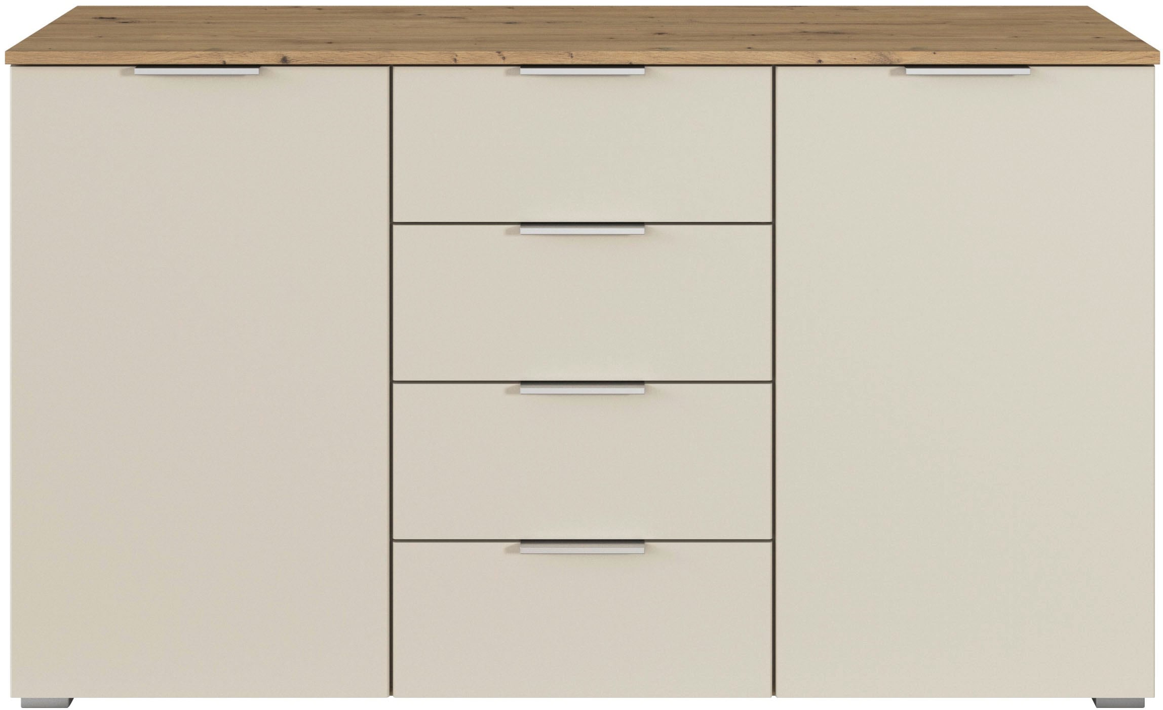 rauch Kombikommode »Sideboard Schubladenkommode AGORDO mit Dekor- oder Hochglanzfront«, (in zwei Griff-Farben, Breite 120 cm inkl. Soft-Close-Funktion), vier große Schubladen, mit insgesamt 4 Einlegeböden MADE IN GERMANY