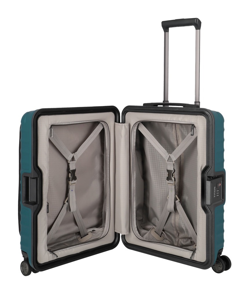TITAN® Hartschalen-Trolley »LITRON Frame mit Vortasche, Safeplus-Verschluss«, 4 Rollen, Hartschalen-Koffer Made in Germany mit 10 Jahren Herstellergarantie